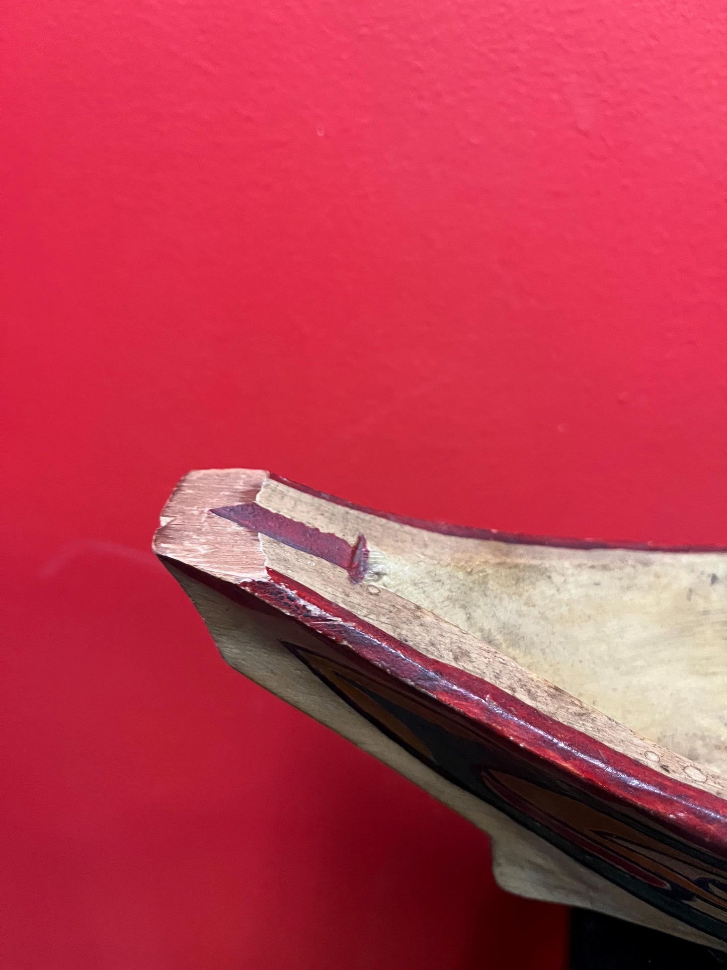 Rare museum quality 14 x 4 x 5 high 19 century hand painted indigenous first nation Pacific Northwest Canoe minor damage-