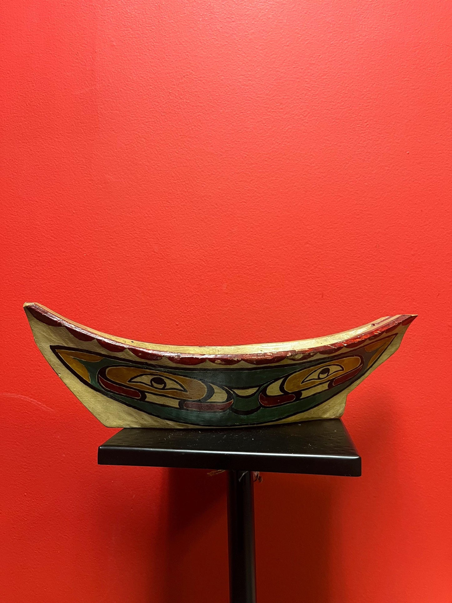 Rare museum quality 14 x 4 x 5 high 19 century hand painted indigenous first nation Pacific Northwest Canoe minor damage-