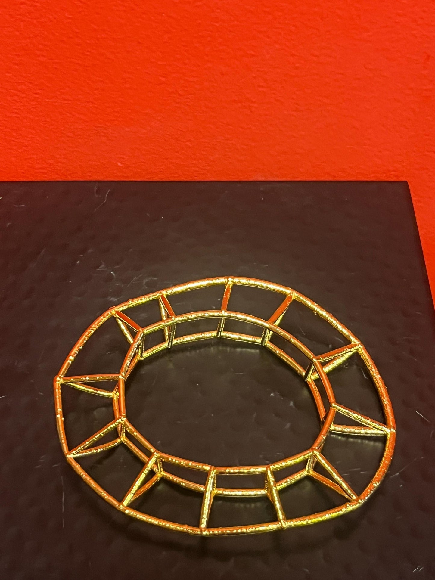 Magical Canadian made 5 inch wide outside and 3 inside gold plated bracelet by award-winning artist Charles Lewton - Brain cage series