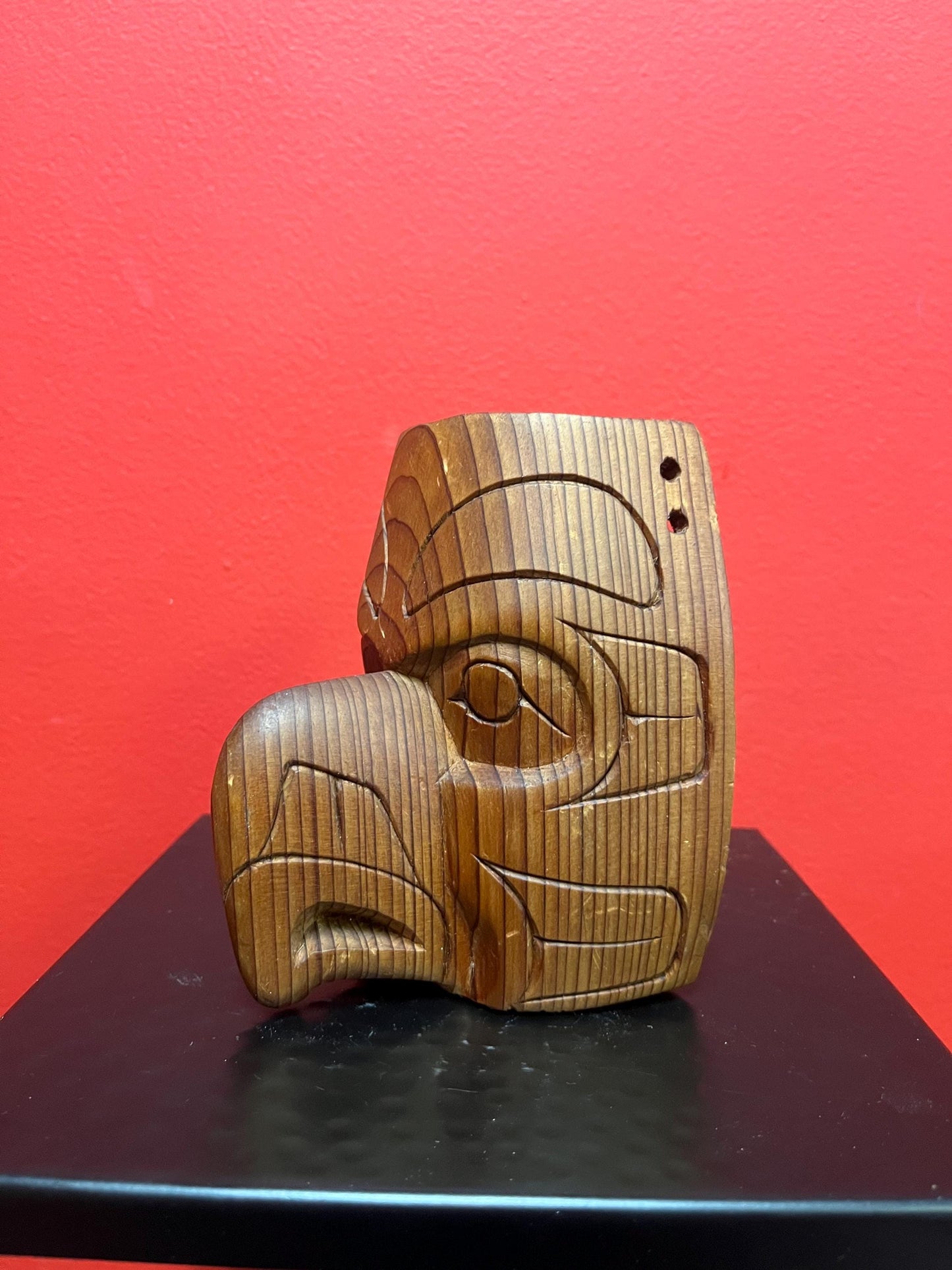 5 x 4 inch wide cedar eagle mask signed indigenous First Nations Pacific Northwest coast mask eagle -