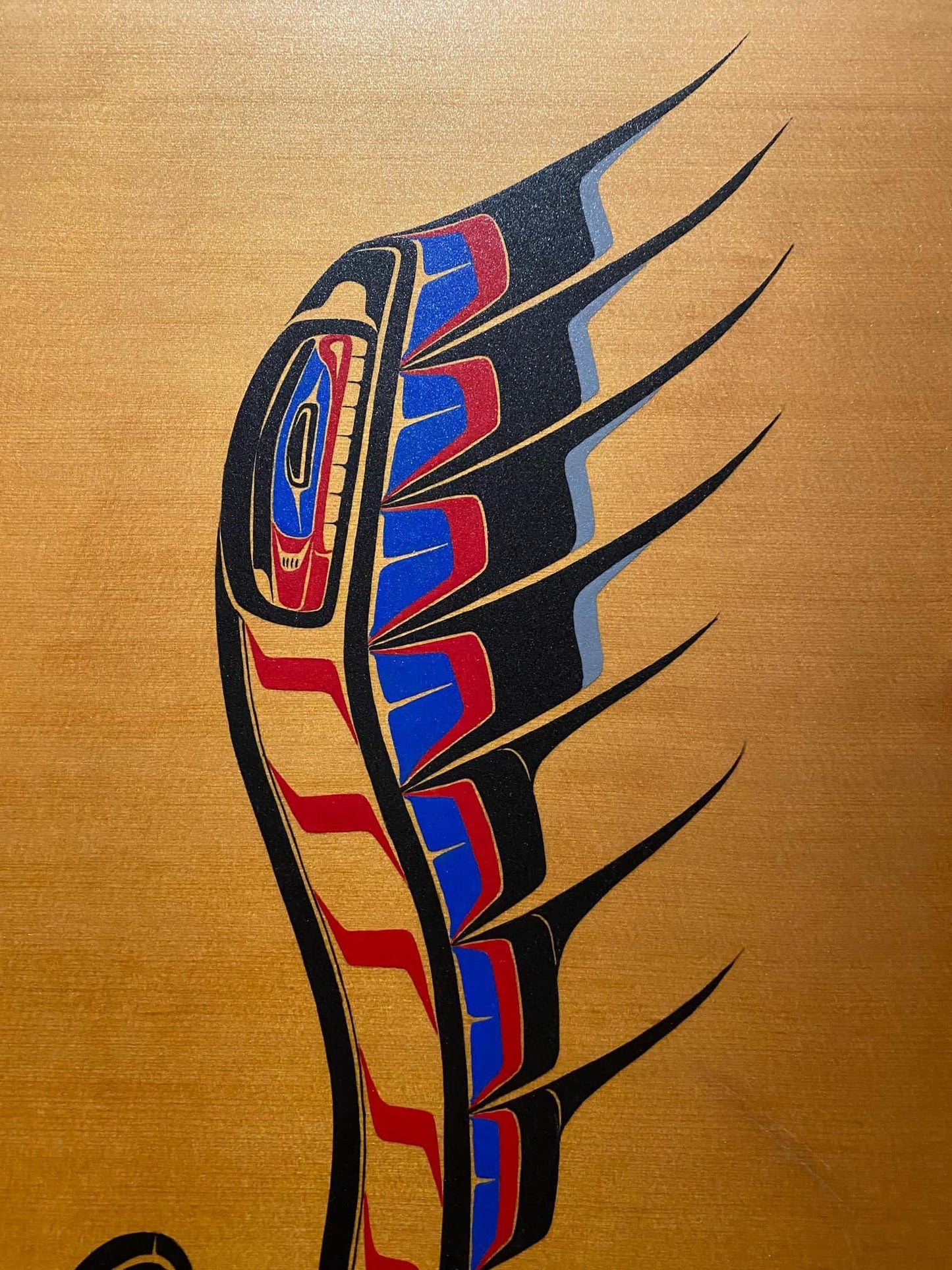 Stunning 36 x 24 indigenous 1st nations, Pacific Northwest Coast acrylic on Cedar picture sign Ray Bob west coast masterpiece - wow