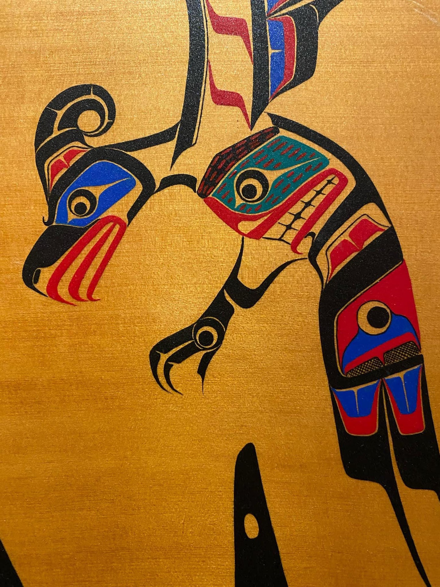 Stunning 36 x 24 indigenous 1st nations, Pacific Northwest Coast acrylic on Cedar picture sign Ray Bob west coast masterpiece - wow