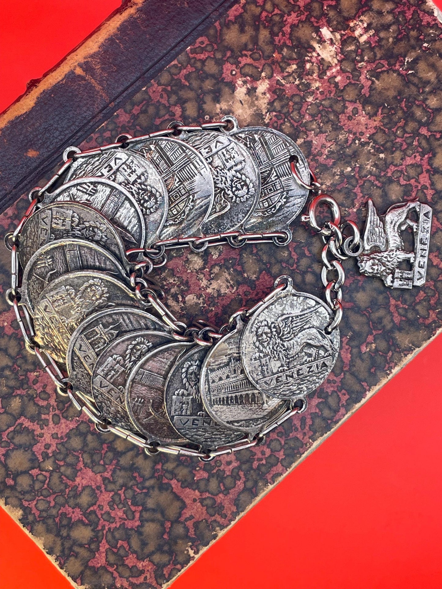 9 inch Italian silver coin bracelet