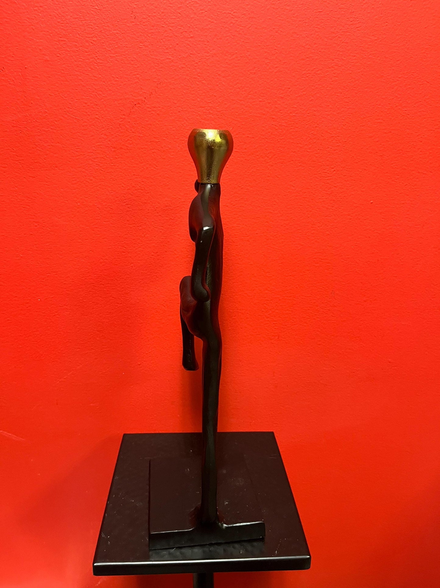 Stunning 14 inch tall cast metal running man candlestick holder impressive and unique - great gift for a runner