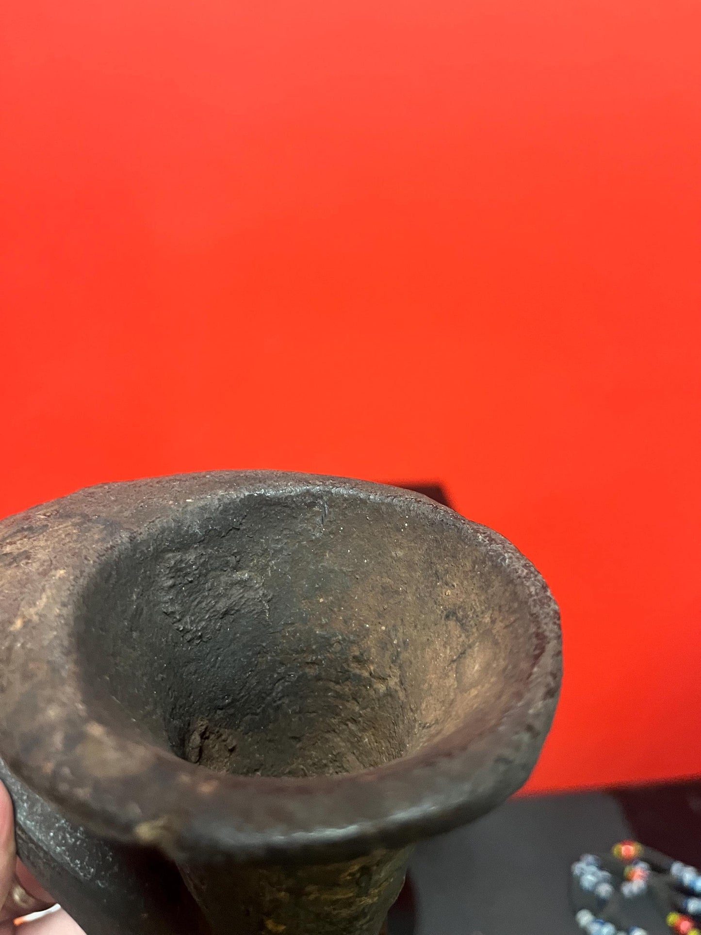 Very rare north African antique tribal terra-cotta clay pipe 6 x 4 high approximately wonderful piece - see photos wow