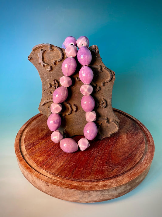 25.5 Unique Pottery Bead Necklace
