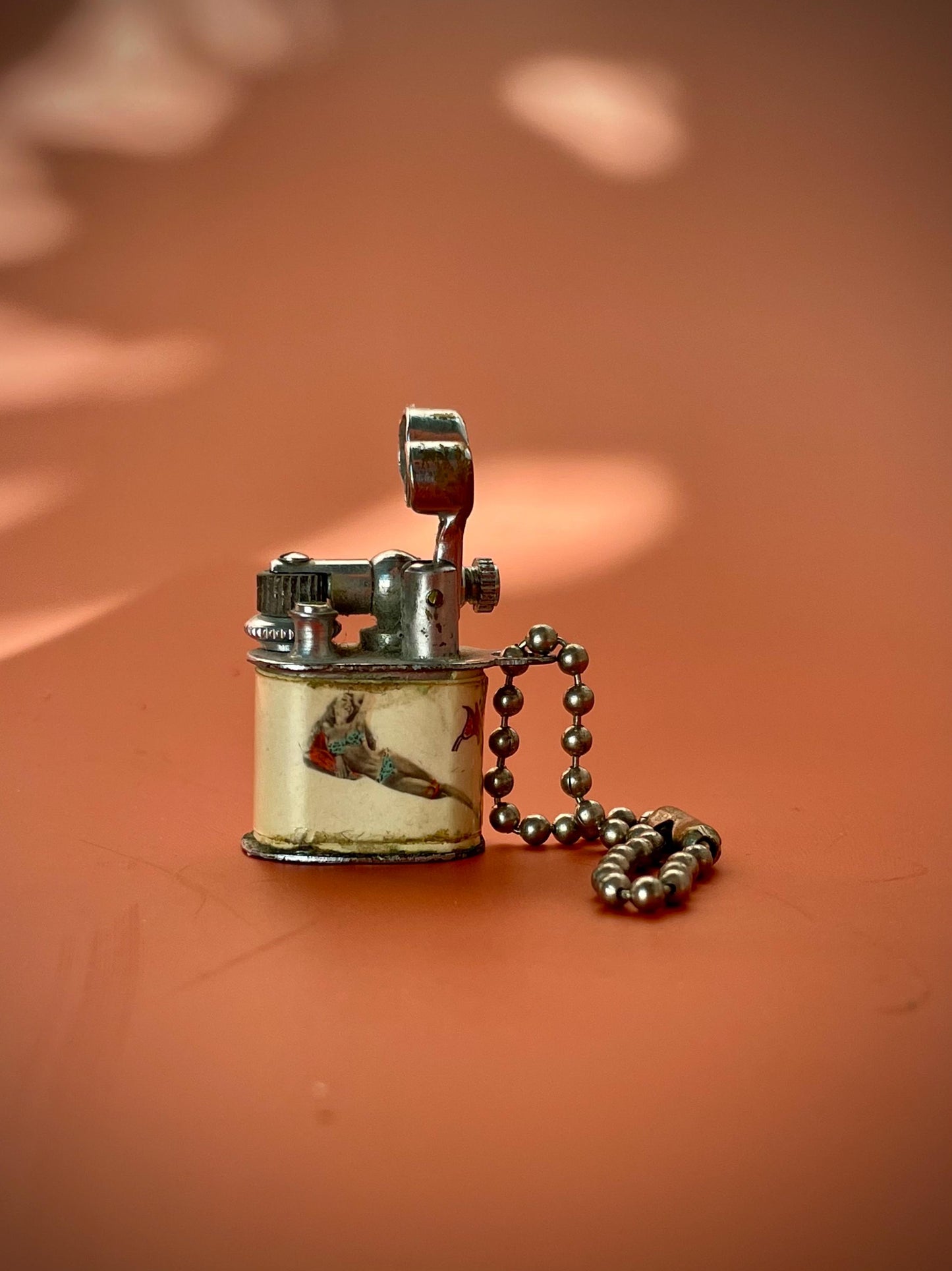 1950s Tiny Pinup Lighter Needs Flint, Wick & Fuel Working Parts