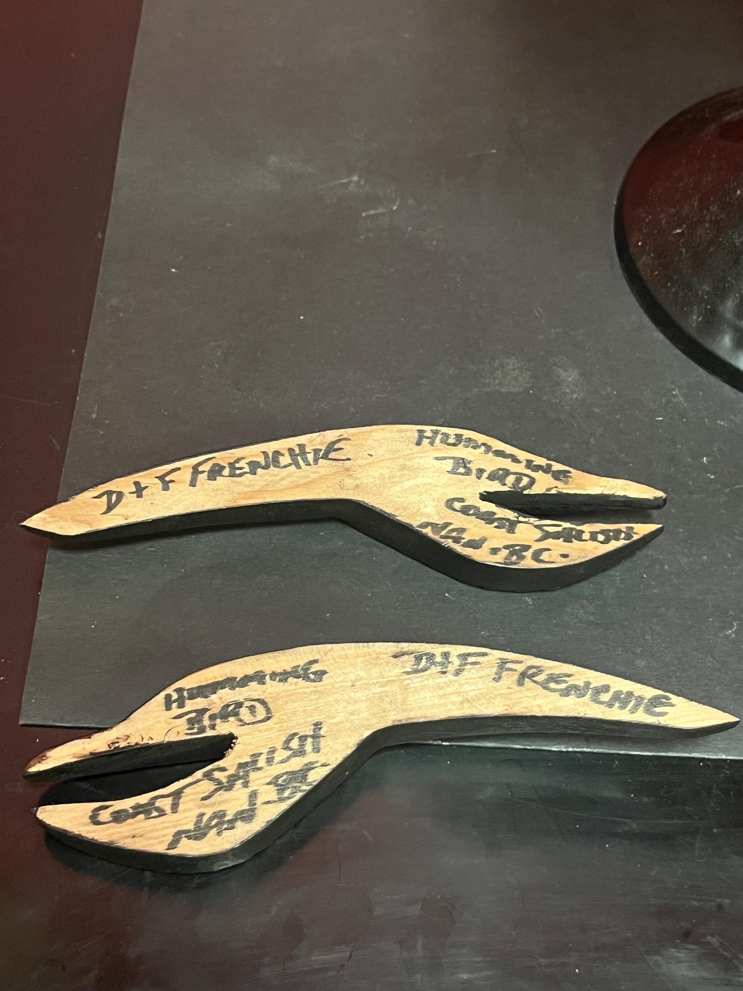 Pair hummingbirds by Frank and Dora Frenchie 7 inches long indigenous First Nations