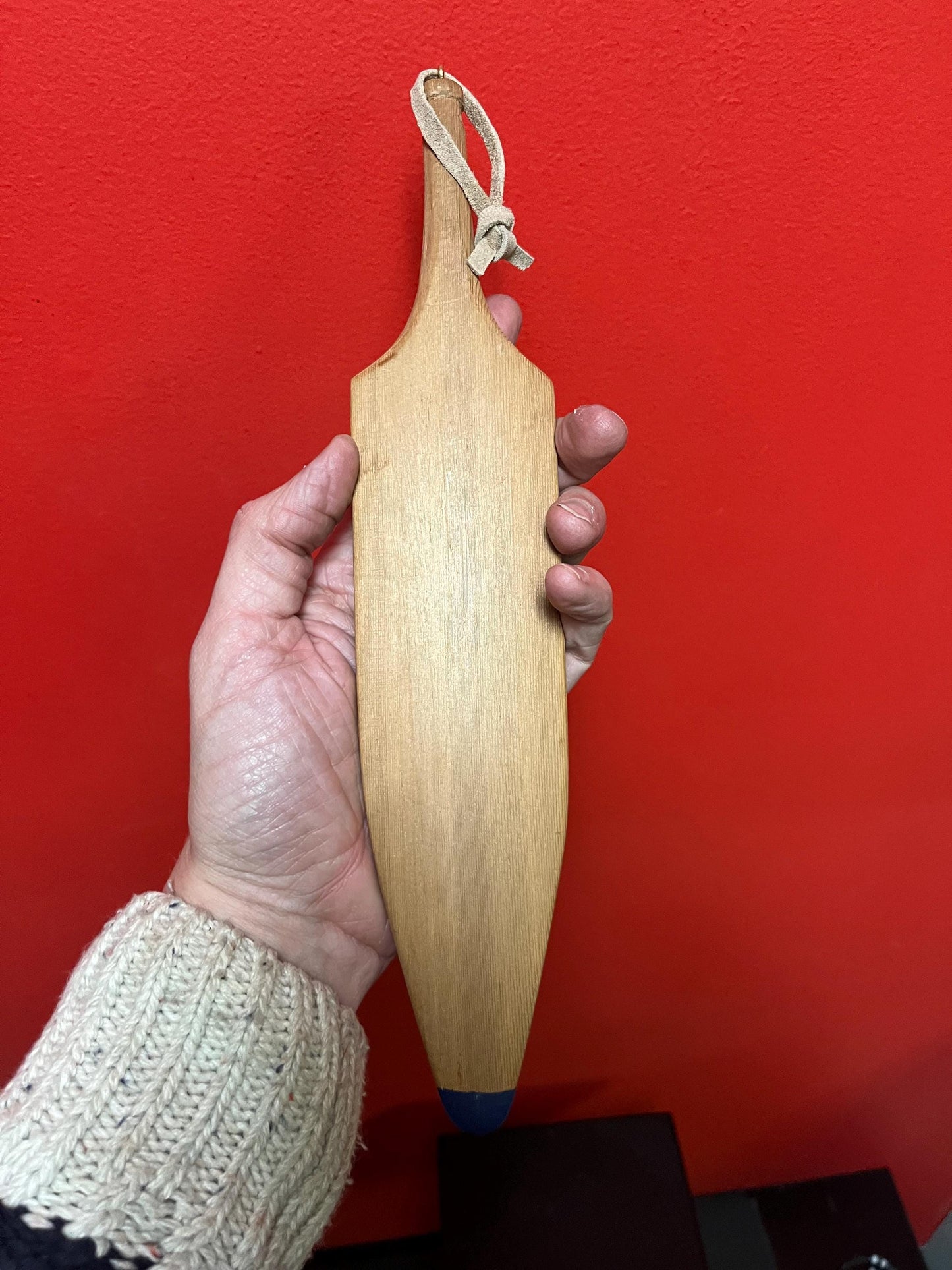 Beautiful 12 inch long indigenous first nations decorated paddle  plaque — older and good value