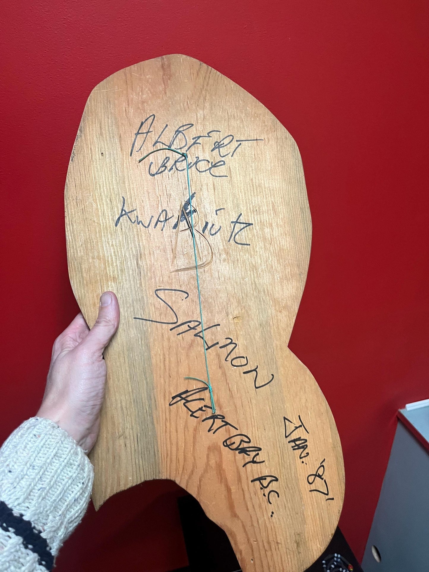 Lovely indigenous first nation pacific north West Coast Albert Bruce 23 x 12 salmon plaque in cedar  great detail  ready to hang