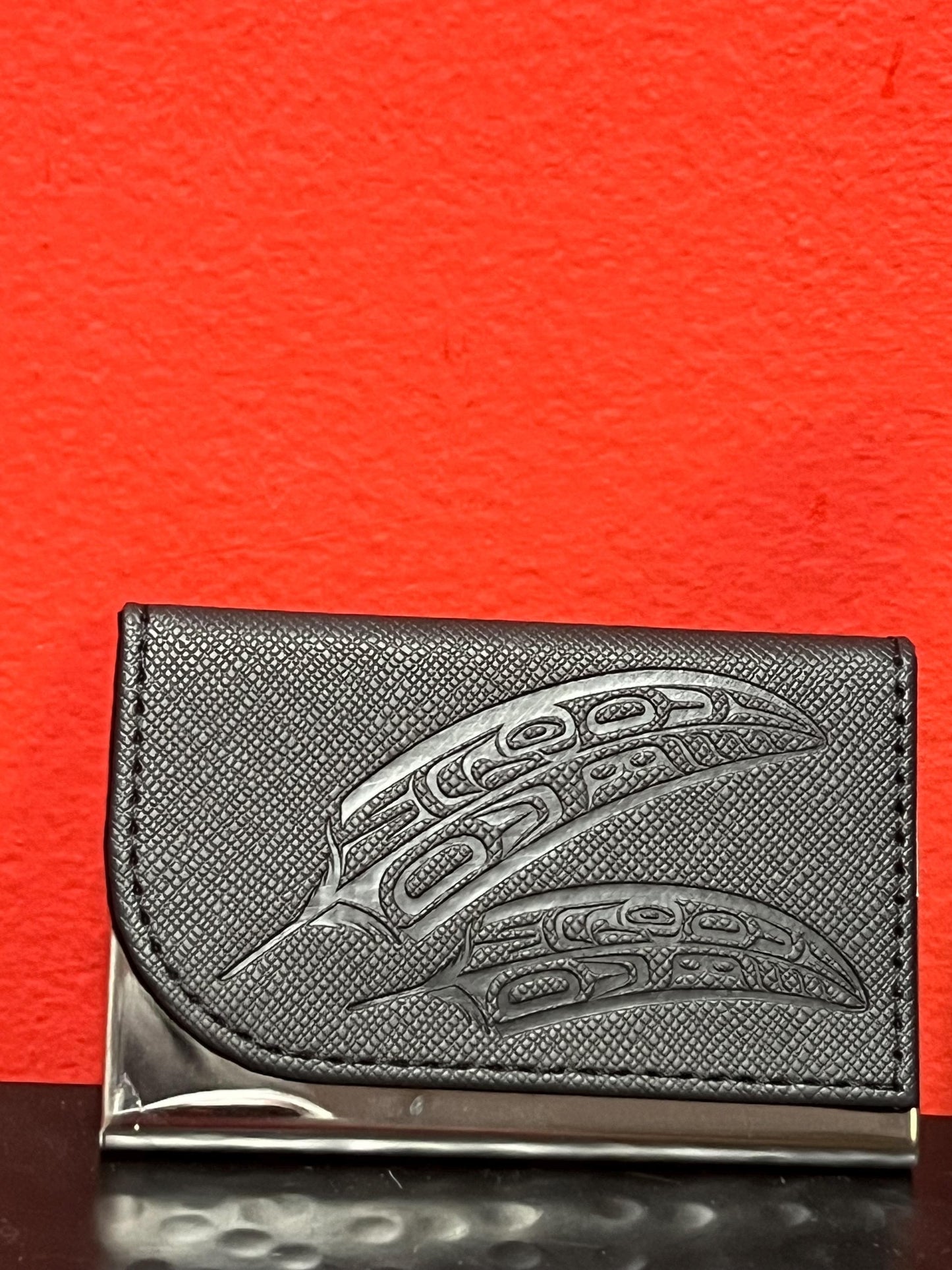 Indigenous business card holder  brand new 4 x 2  native designed by Canadian artist great gift  with box