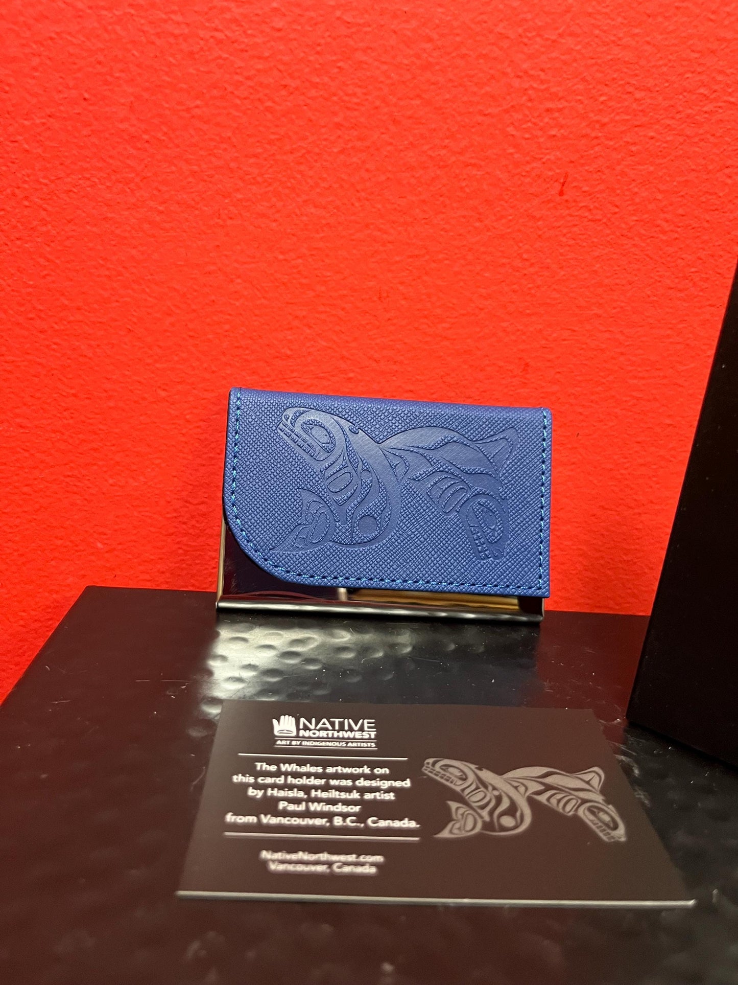 Indigenous business card holder  brand new 4 x 2  native designed by Canadian artist great gift  with box