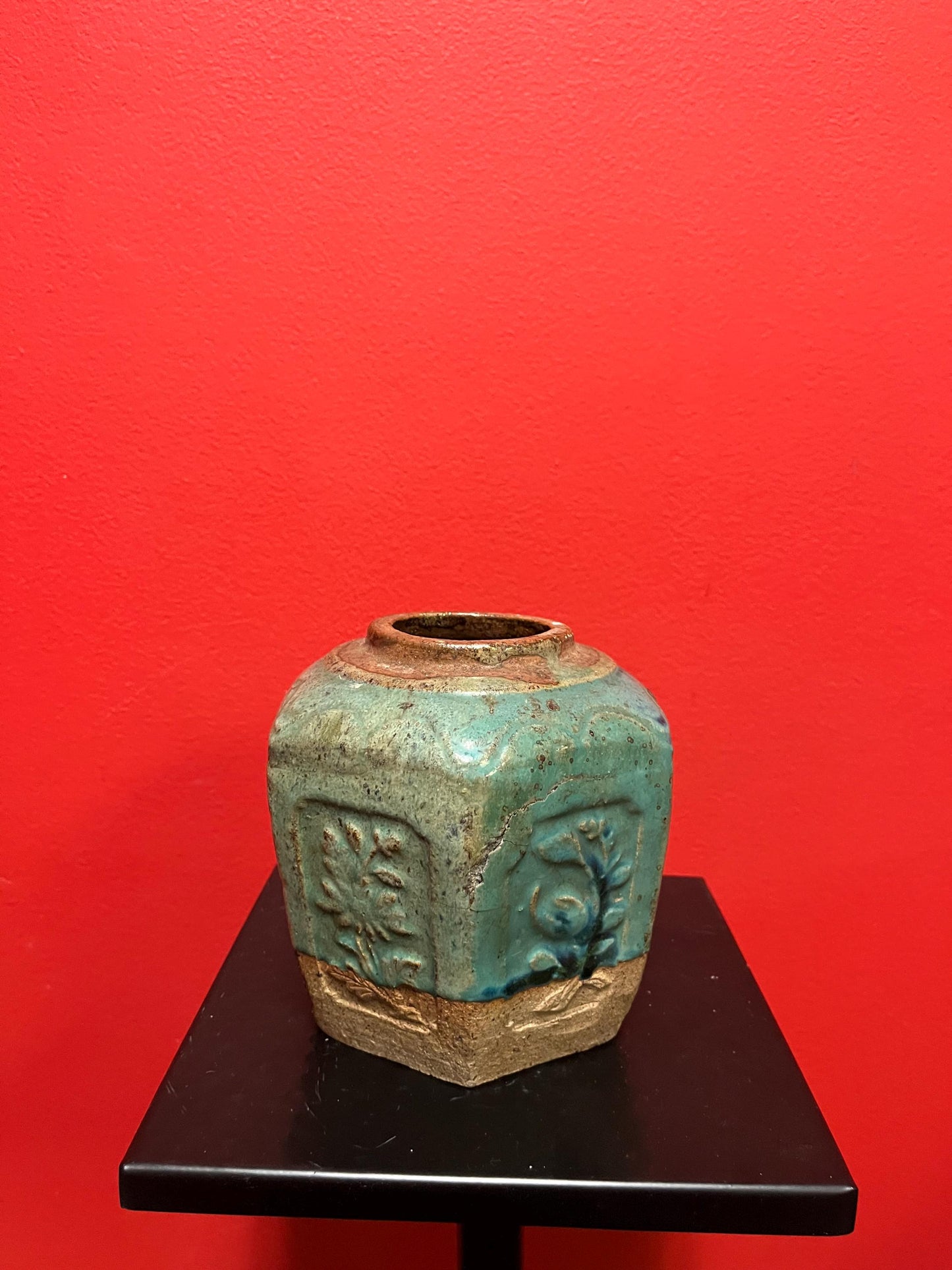 Super old 5 1/2 inch tall Chinese ginger jar in good condition  really wonderful example