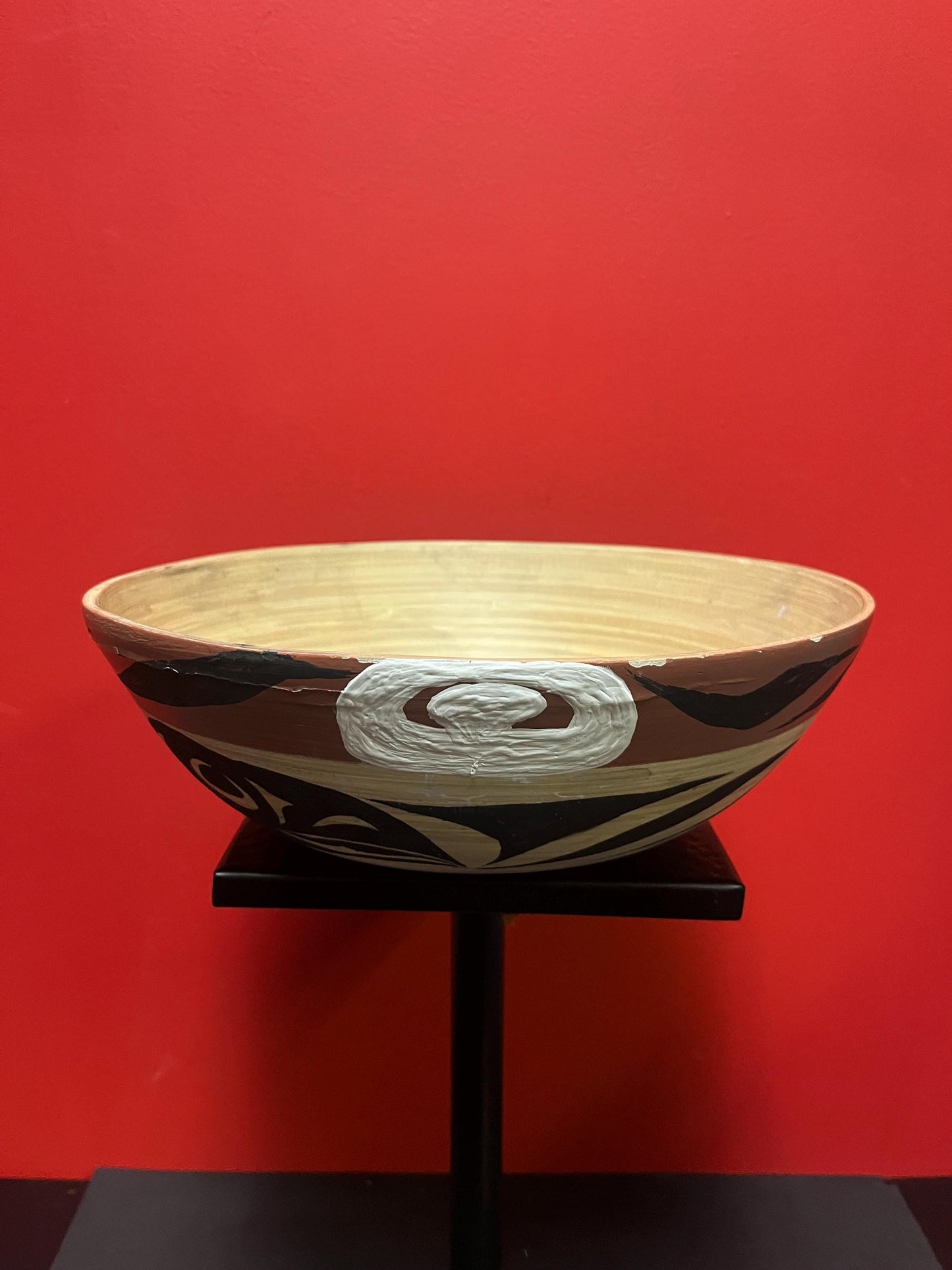 Special hot deal 12 x 4 high signed indigenous first nation Pacific Northwest coast painted bowl great look Stanley Joseph Squamish