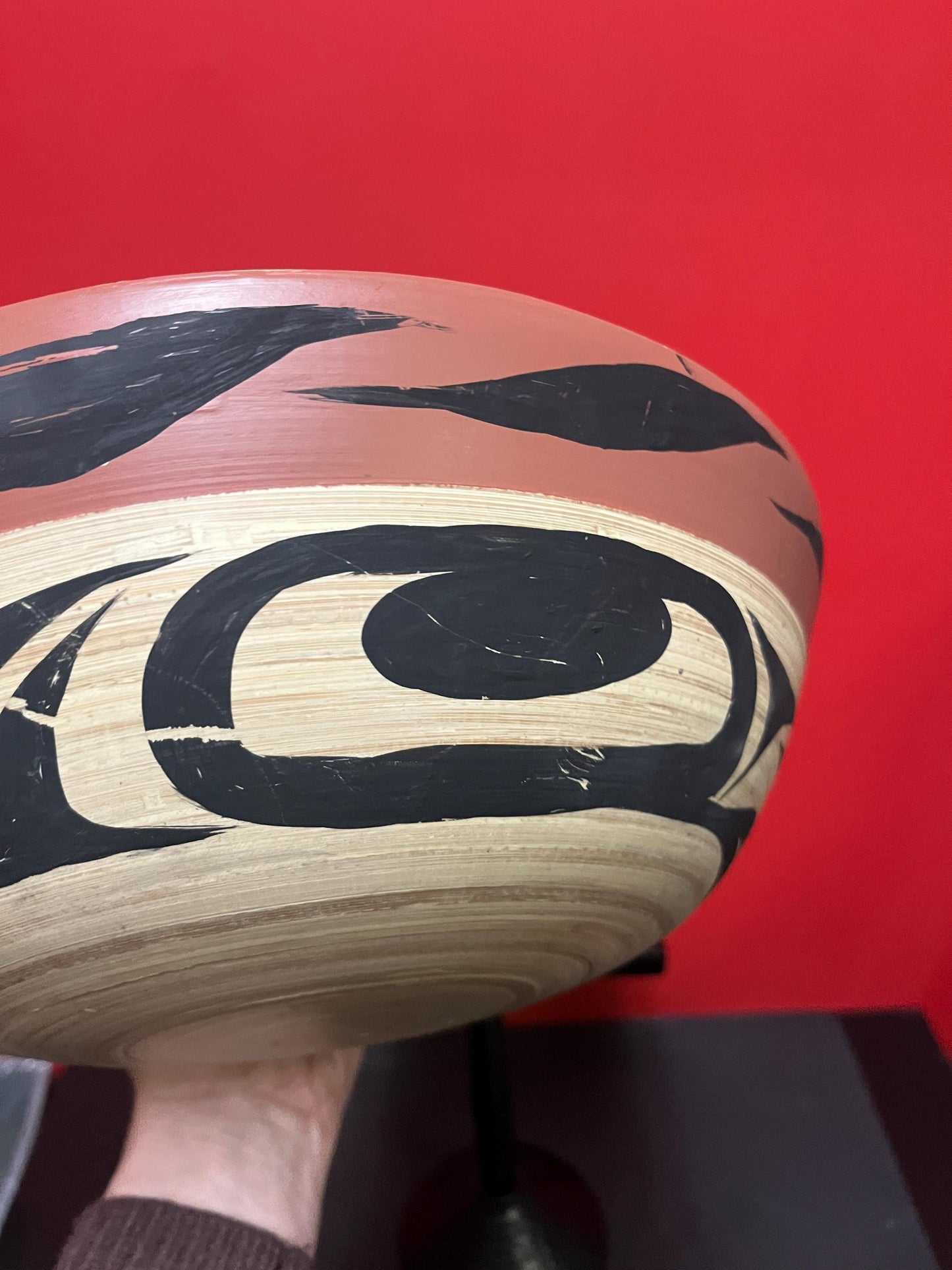 Special hot deal 12 x 4 high signed indigenous first nation Pacific Northwest coast painted bowl great look Stanley Joseph Squamish