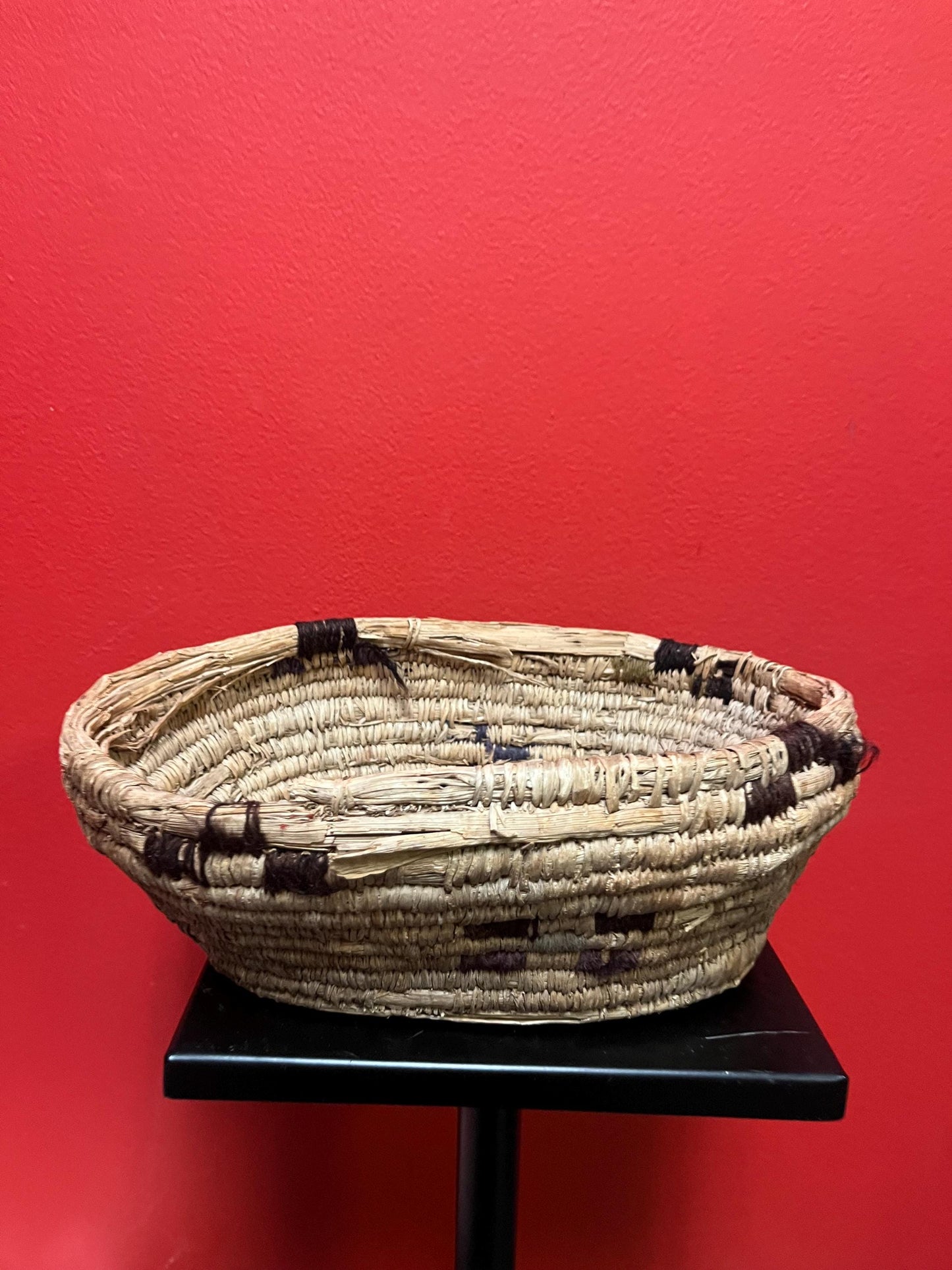 Lovely 10 x 7 x 4 high indigenous first nations basket not perfect but priced well