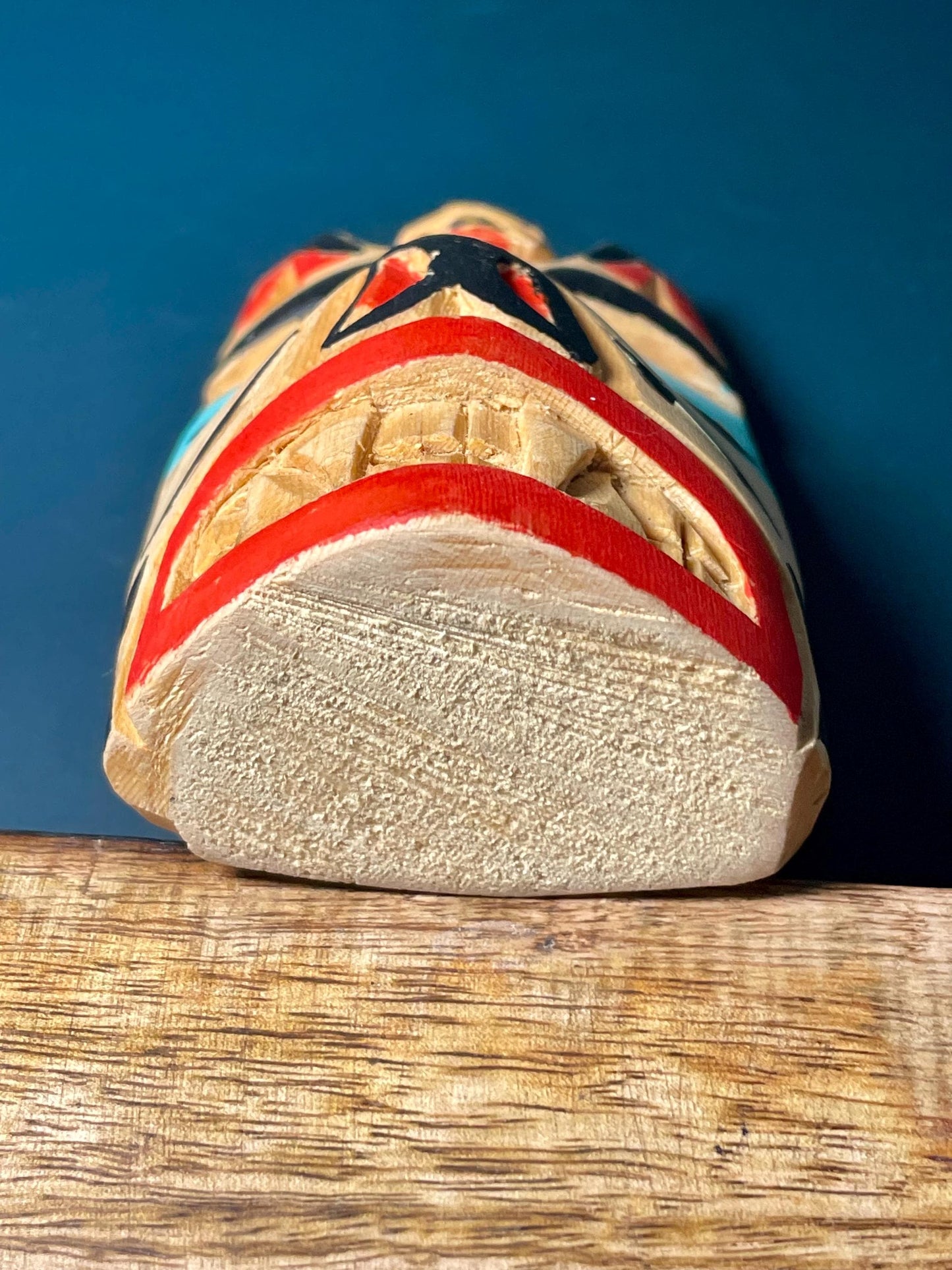 Hand-Carved and Painted Wooden Pendant by Artist Brad Joseph Jr.  4 H x 2.25 W