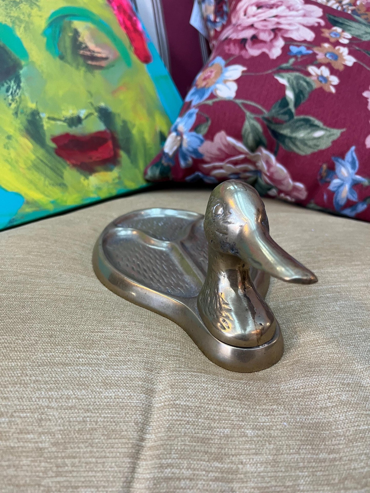 Beautiful old brass duck tray perfect for keys or jewellery heavy 9 x 5 wide