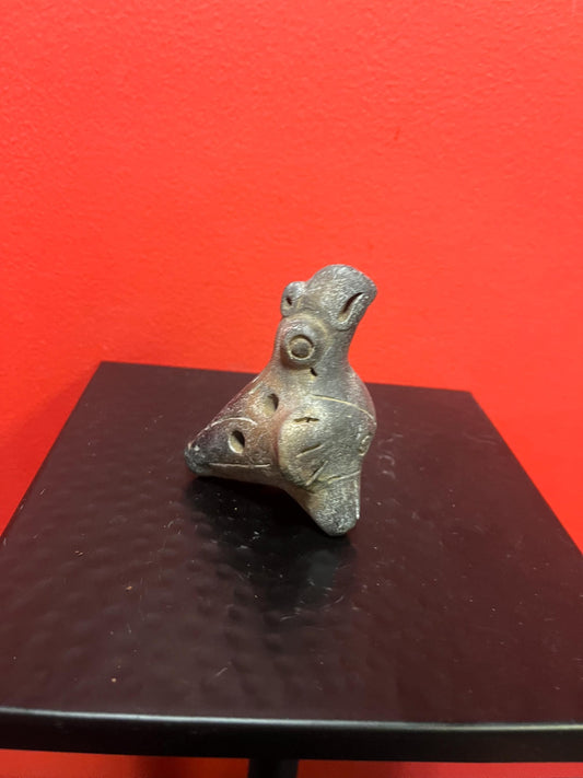 4 inch long Colombian Clay figural  whistle   nice sound   good condition