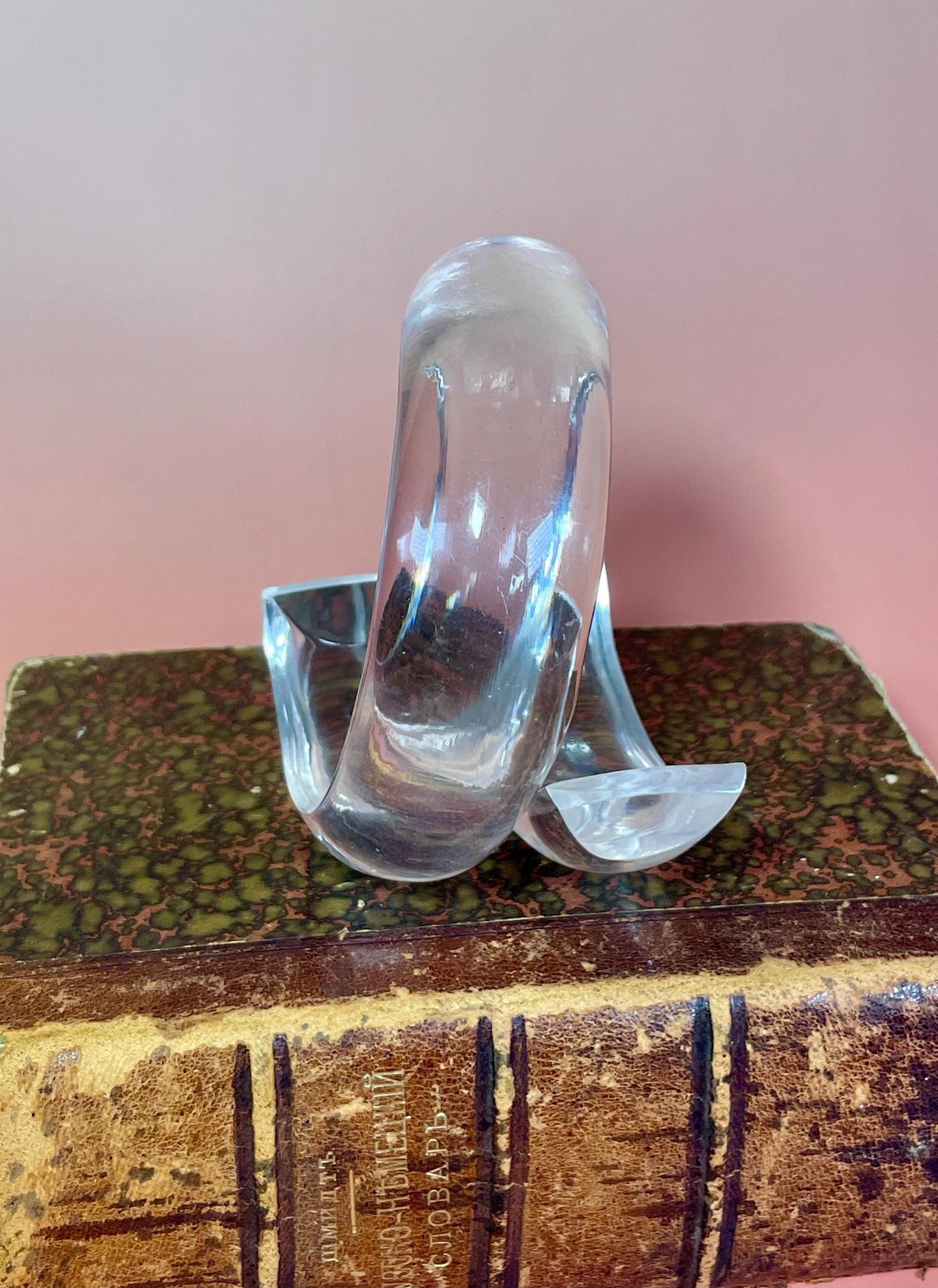 3.25 Transparent Lucite Overlap Bracelet Modern Layered Statement