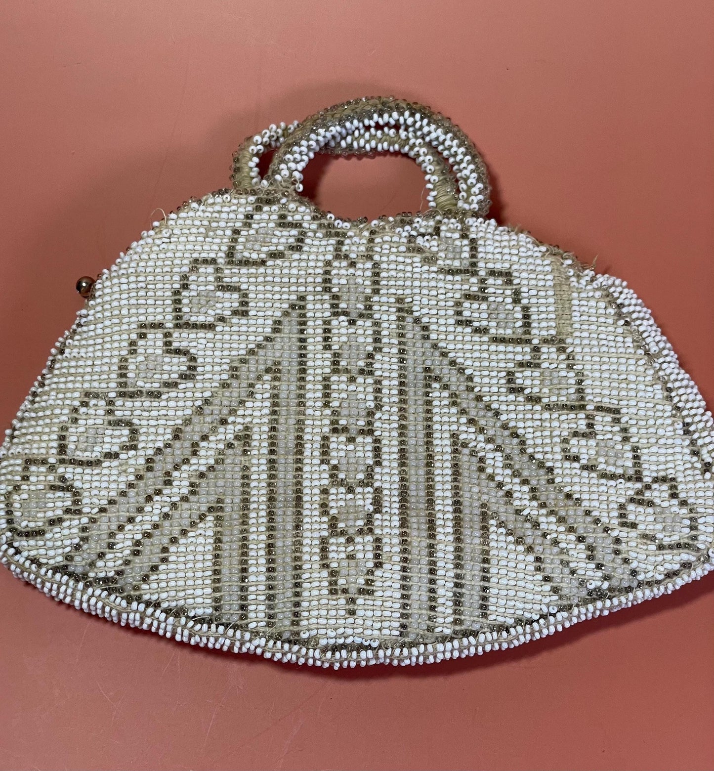 Vintage Beaded Purse with Zipper 7 x 5.5 inches