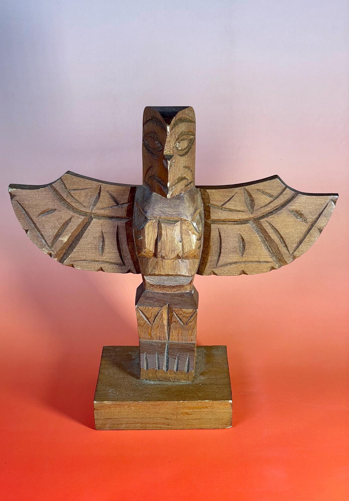 Cedar Carved Totem signed by Squamish Indian Band artist Gideon Billy