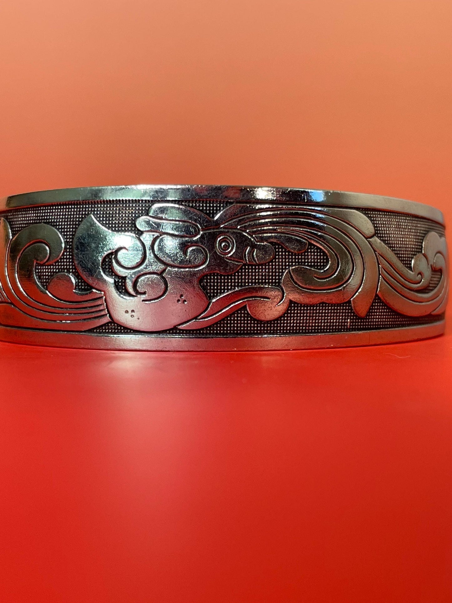 Asian untested Silver Cuff Bracelet 2.75 inches