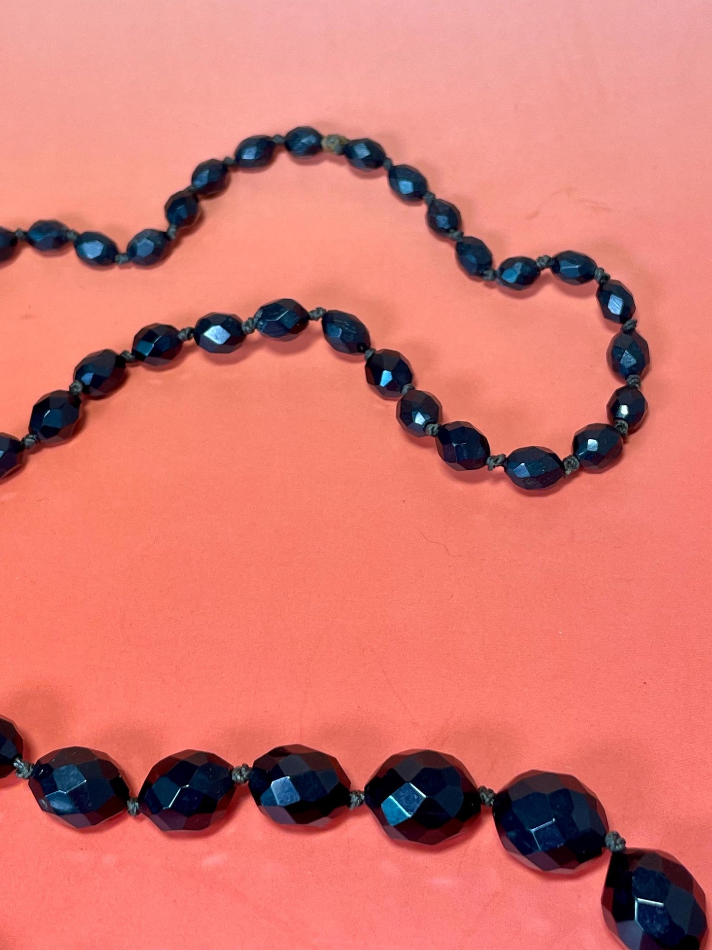 34 inch long Black beaded Necklace