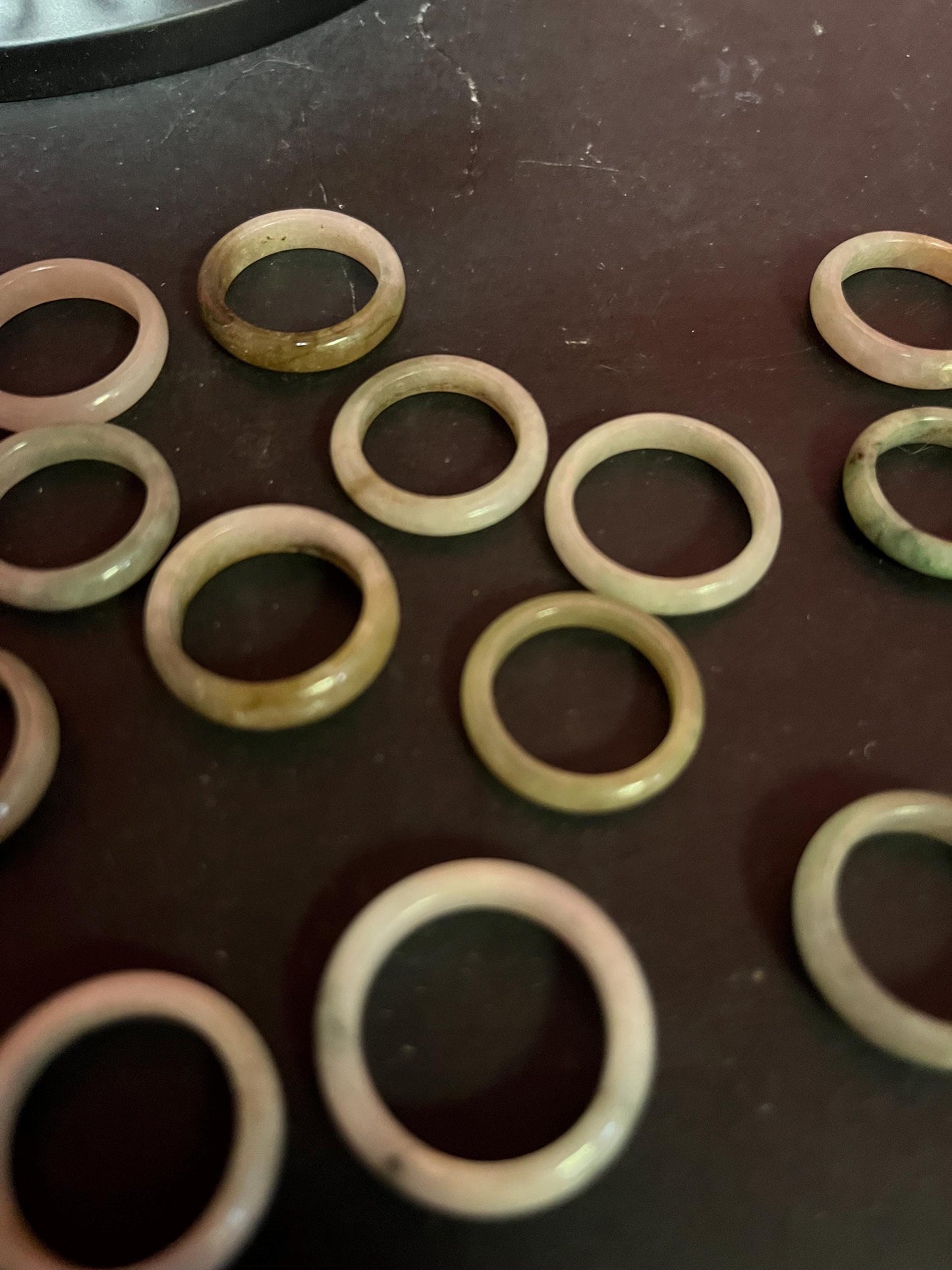 large lot Chinese old jade rings various sizes great package deal