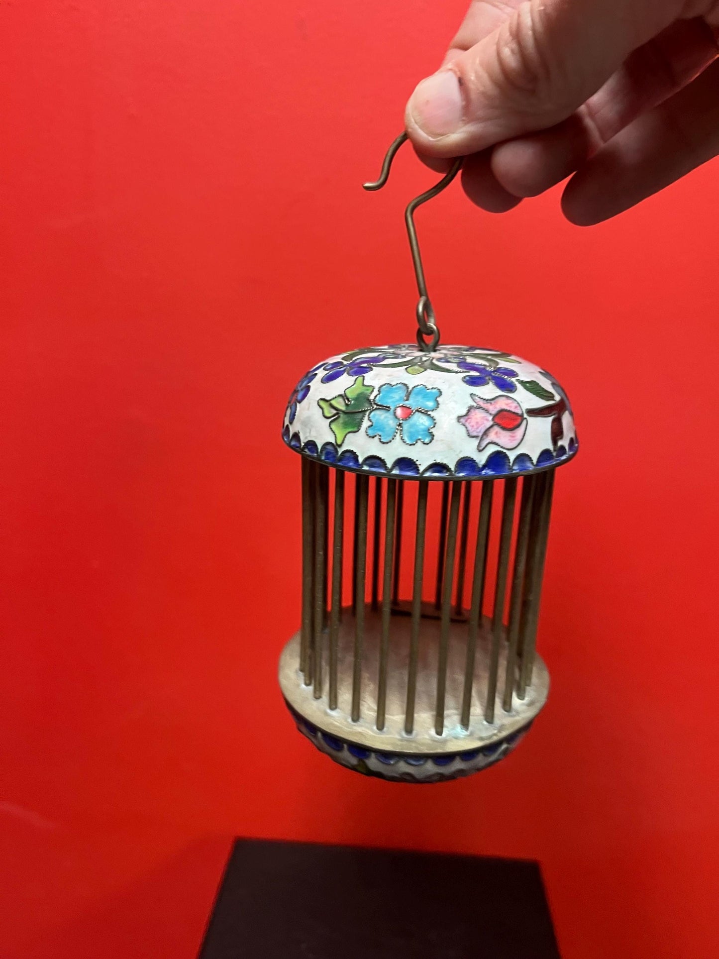 Beautiful antique 7 inch tall Chinese cloisonné birdcage great condition and great price