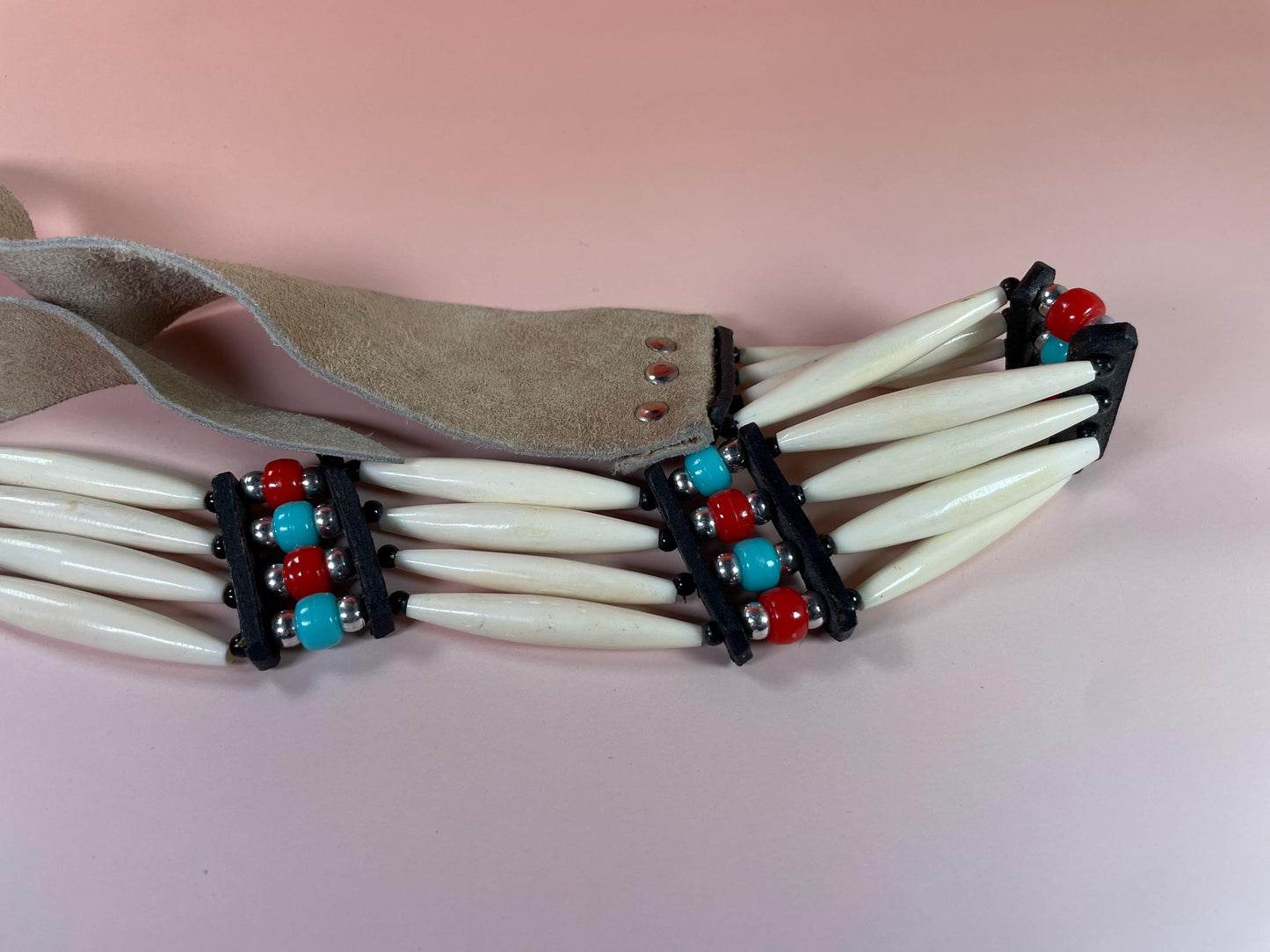 Bone, Bead and Leather Indigenous First Nations Belt