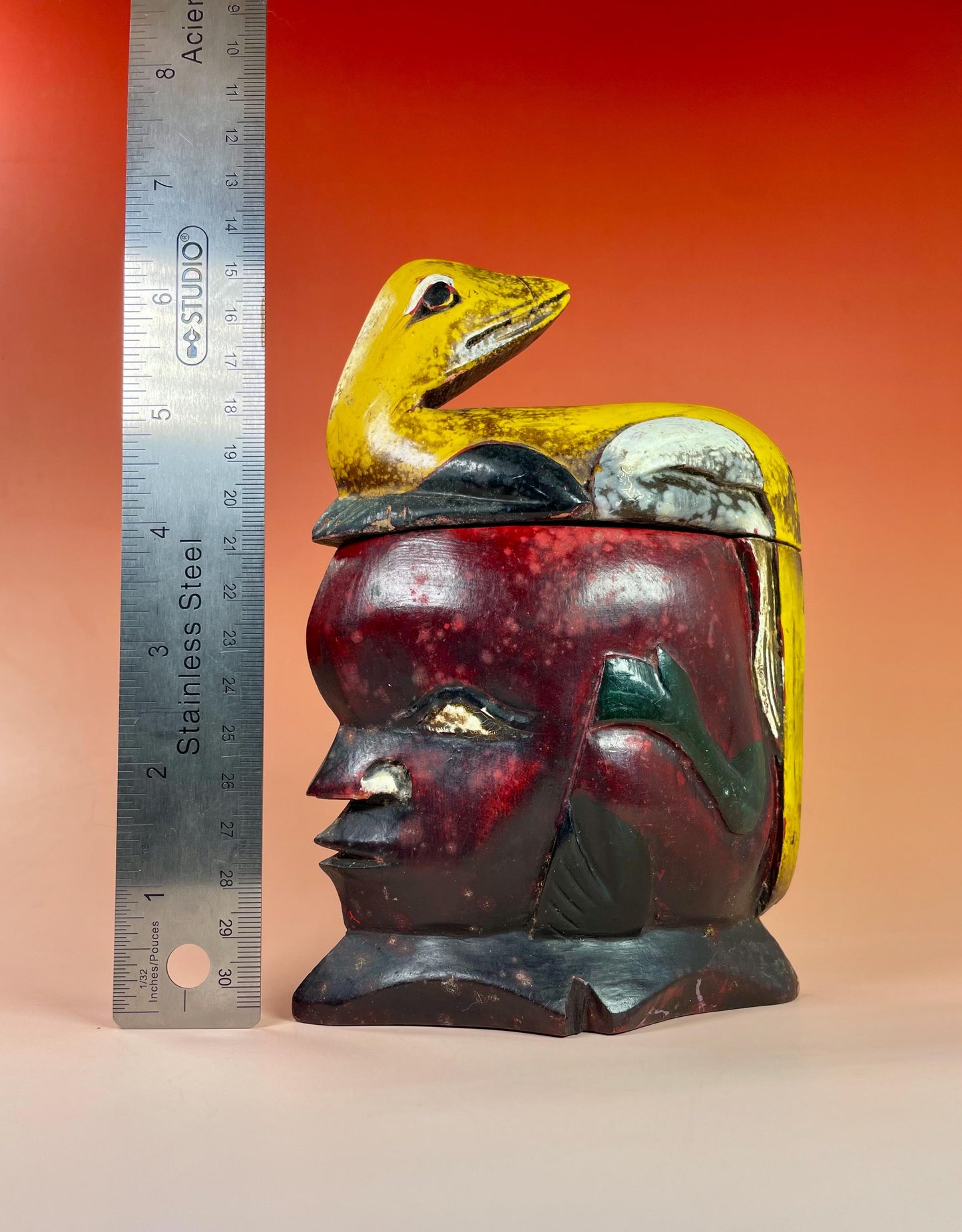 Old African Polychrome Painted Box