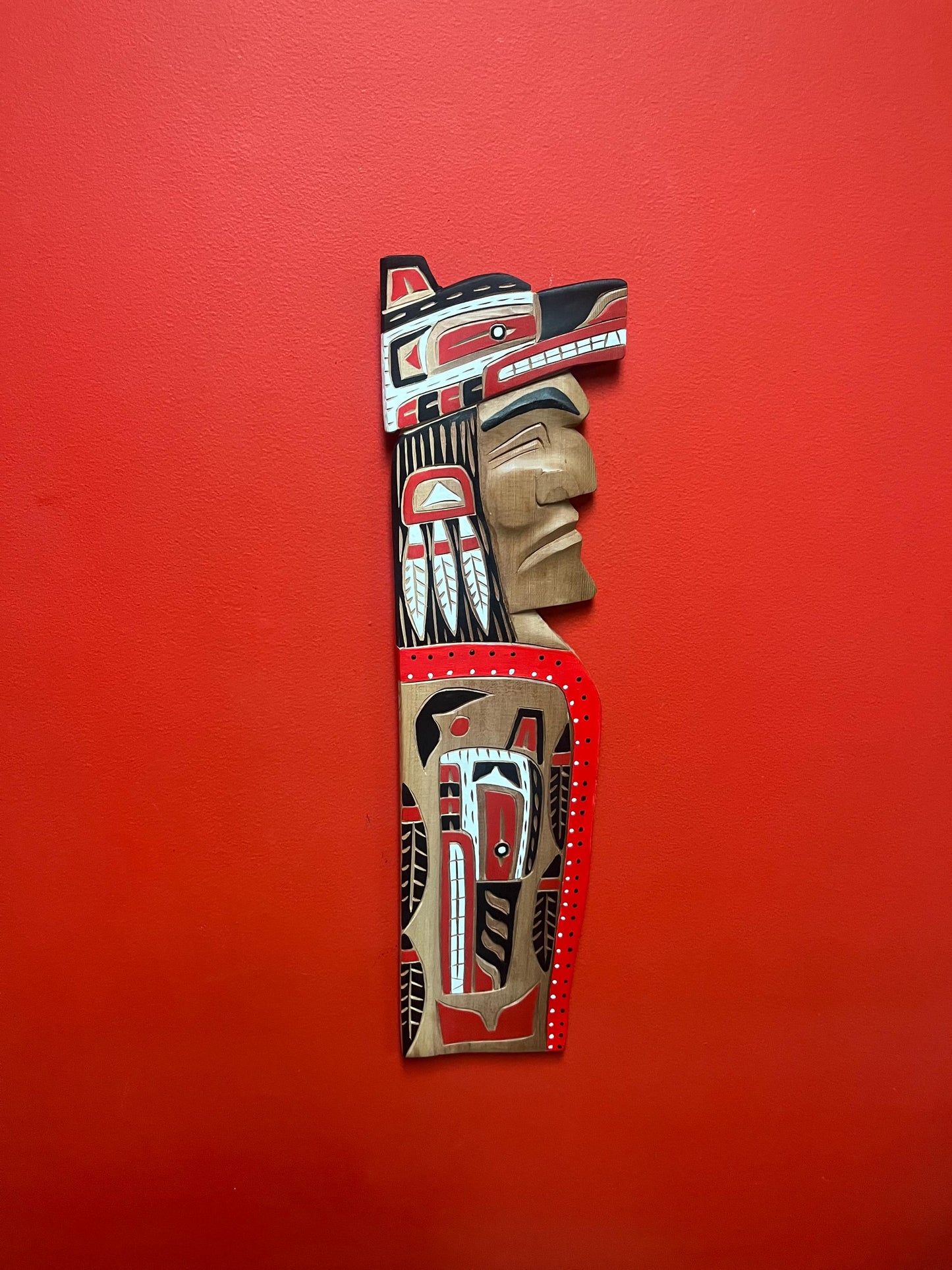 Stunning 23 x 7 wide wolf chief plaque by Brad Joseph jr Vancouver indigenous first nation Pacific north West Coast art ready to hang