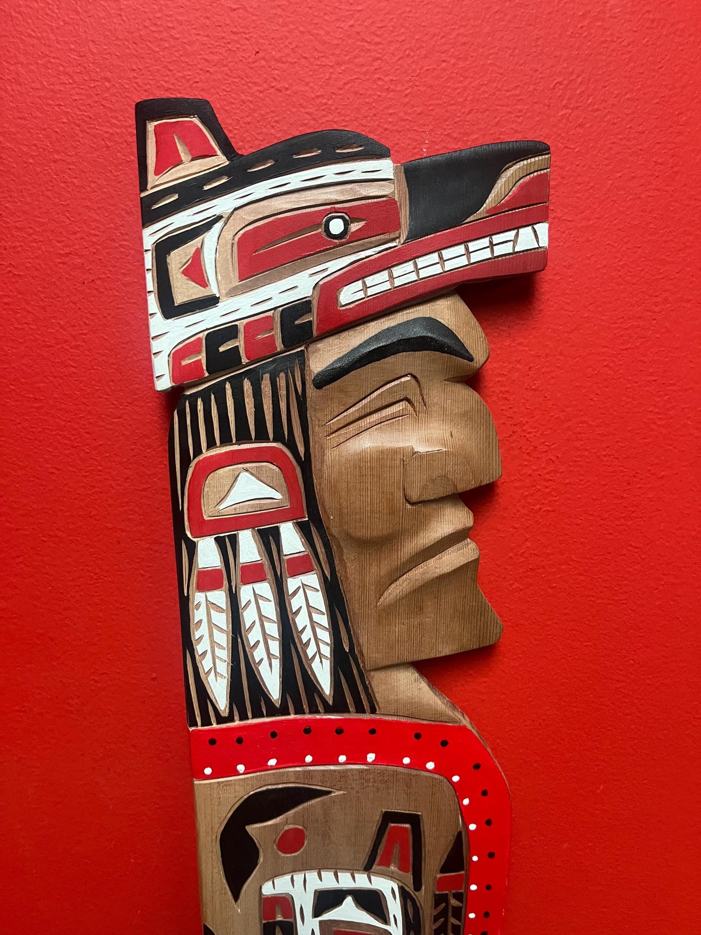 Stunning 23 x 7 wide wolf chief plaque by Brad Joseph jr Vancouver indigenous first nation Pacific north West Coast art ready to hang