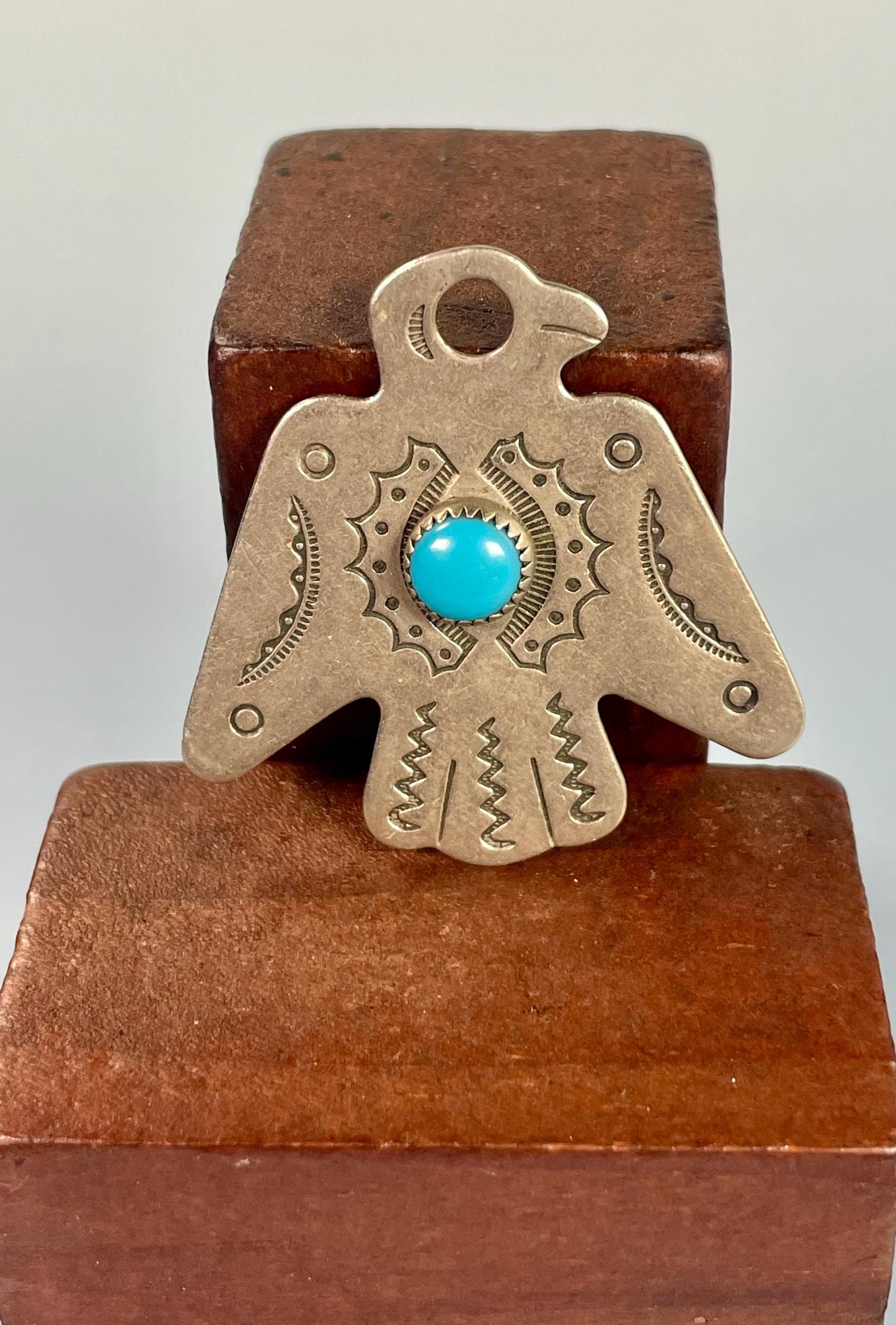 Sterling Silver Navajo Bird Pendant with Turquoise Stone