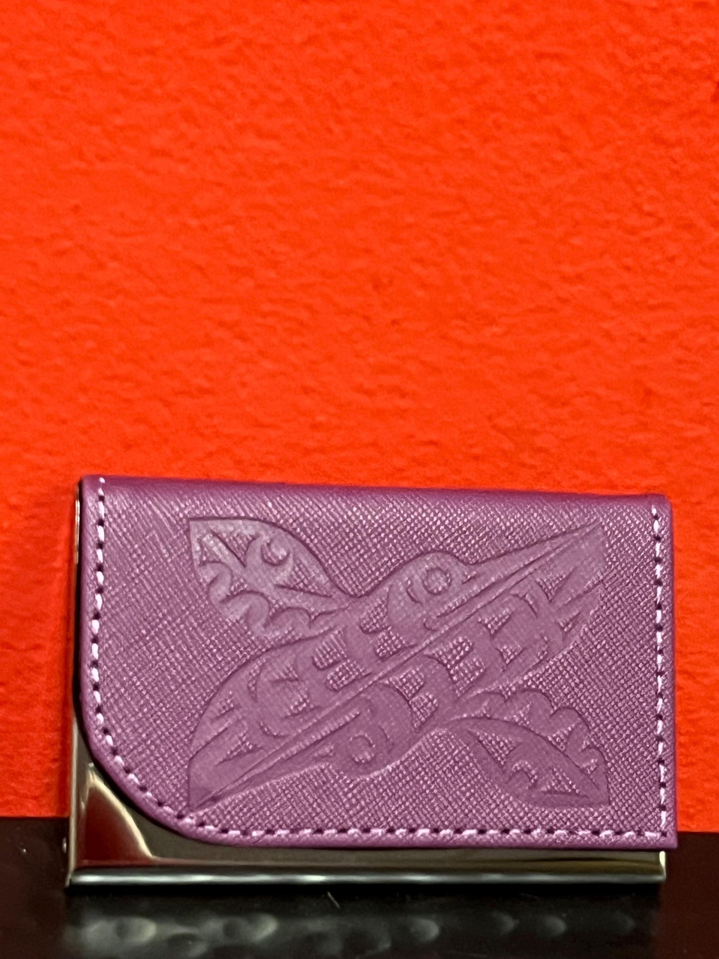 Indigenous business card holder  brand new 4 x 2  native designed by Canadian artist great gift  with box