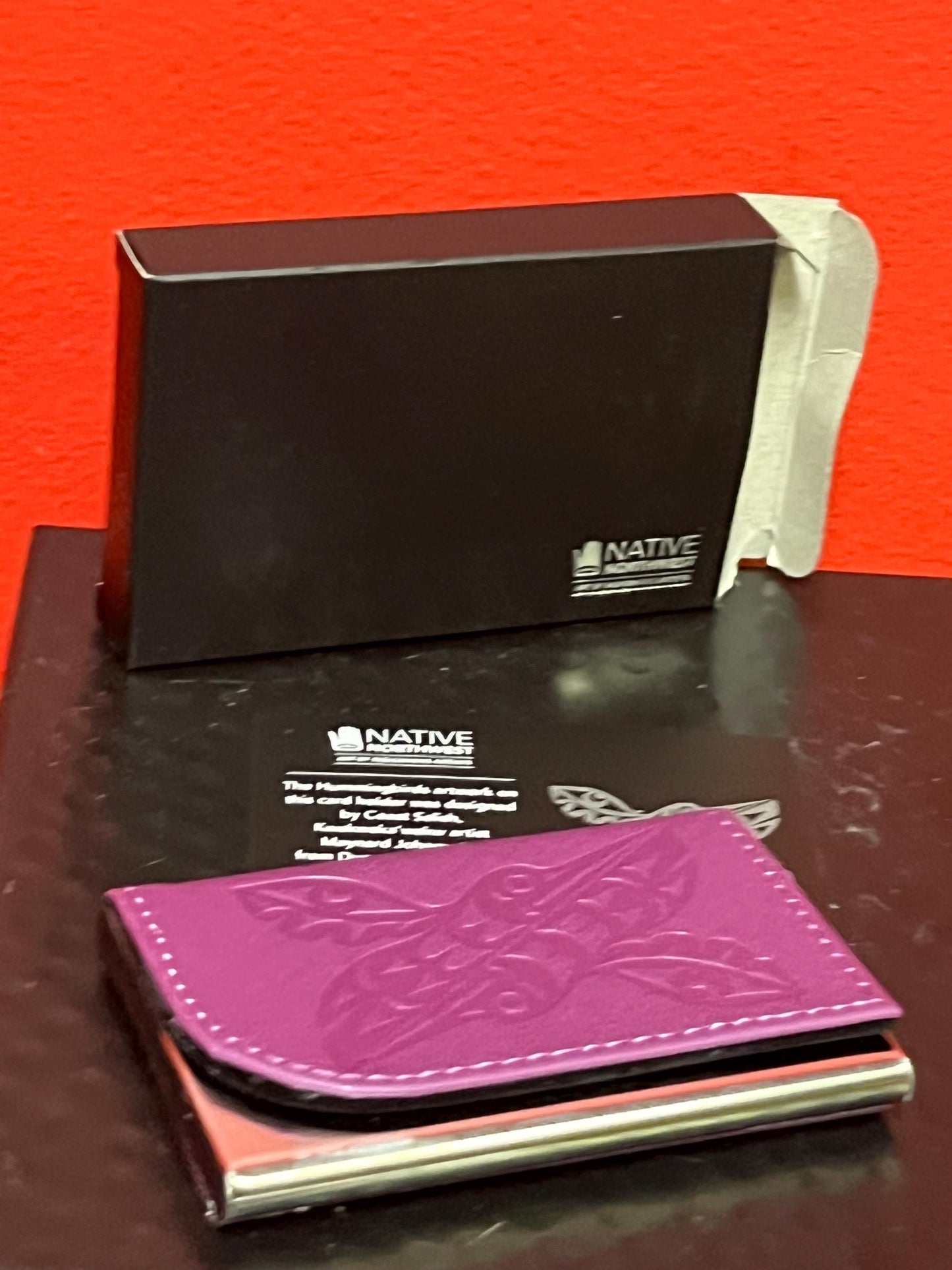 Indigenous business card holder  brand new 4 x 2  native designed by Canadian artist great gift  with box
