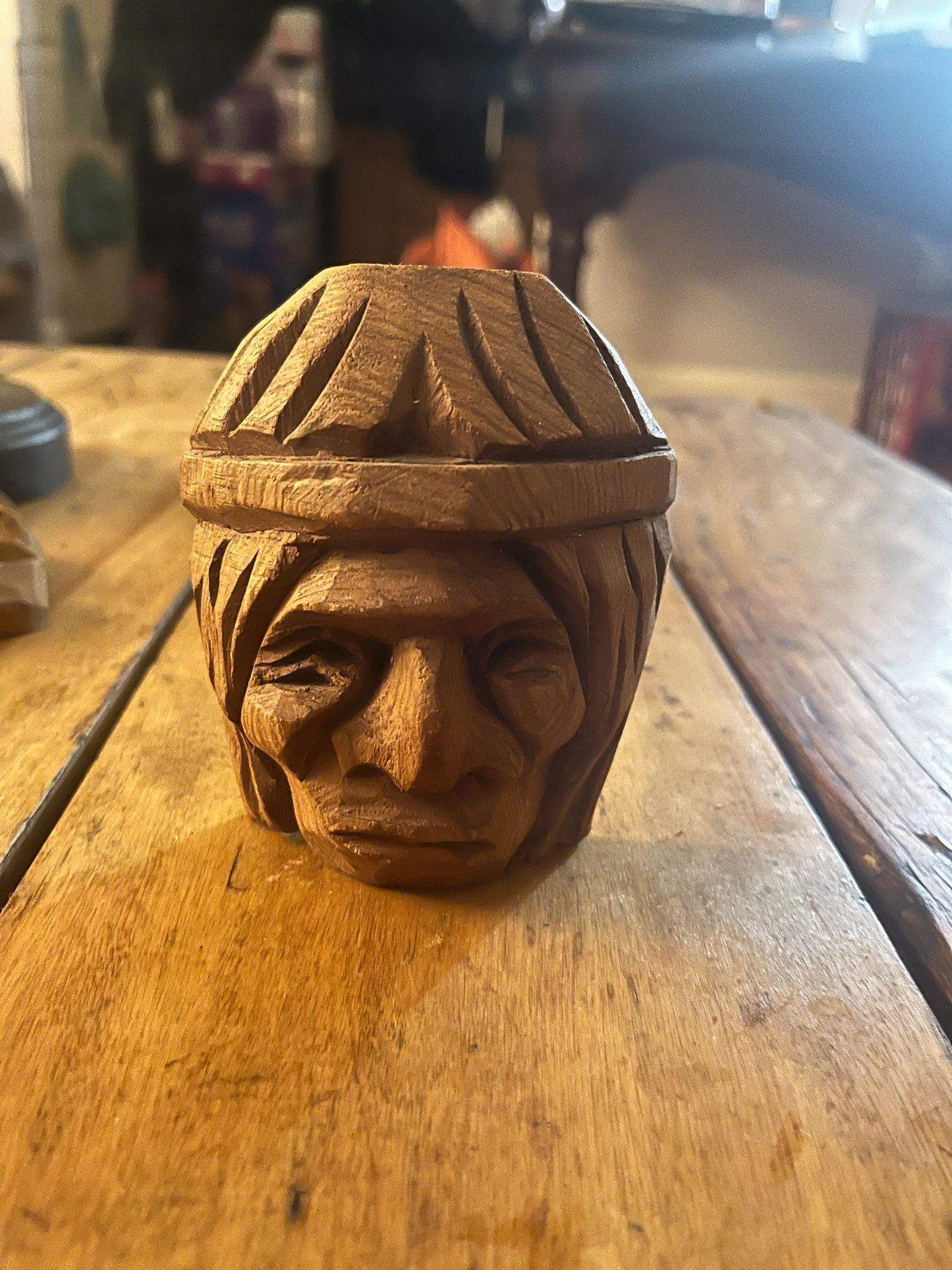 Lovely indigenous First Nations primitive 3 inch mask - signed  great value   ready to hang