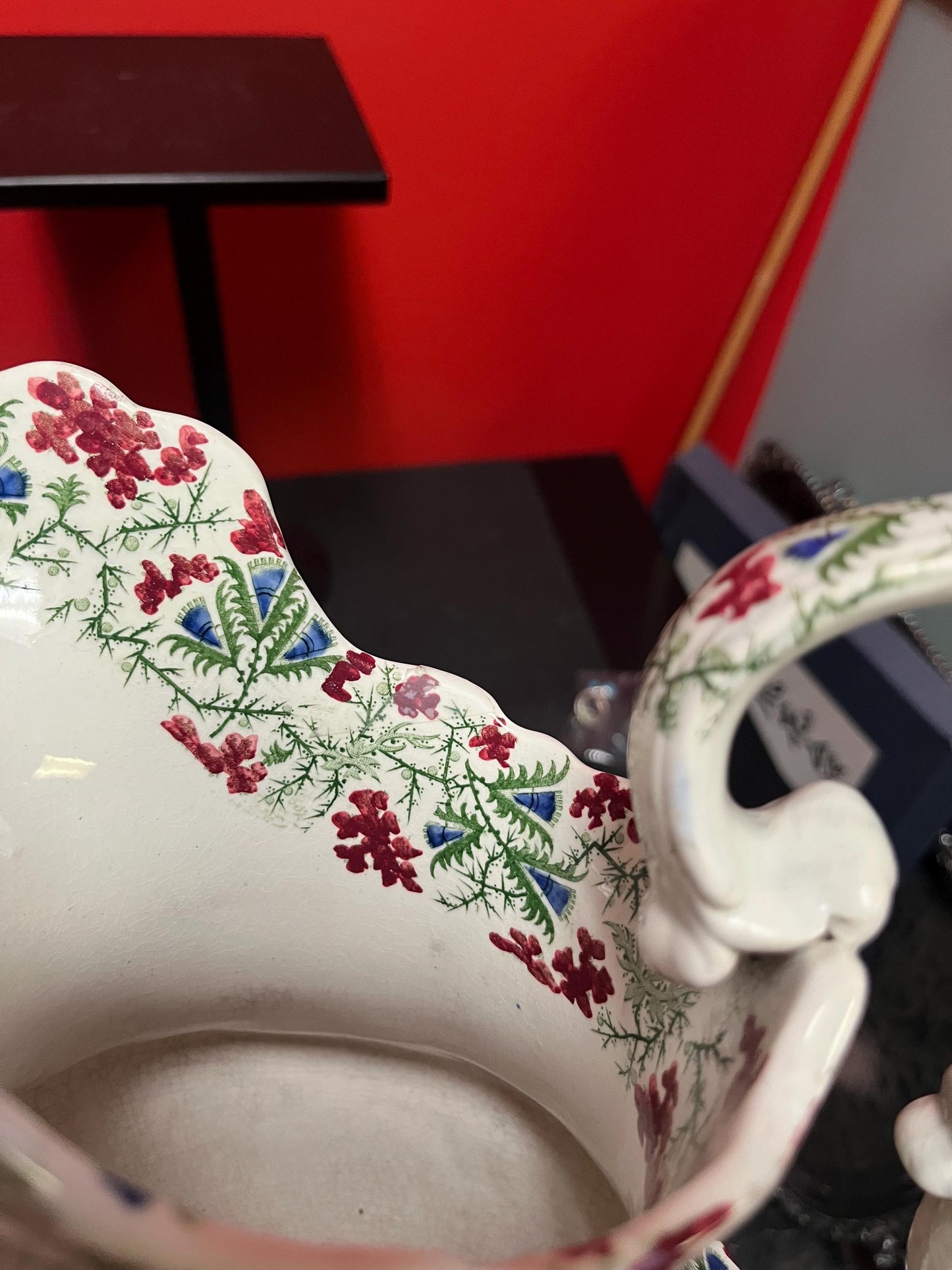 Stunning antique early 19 century flower porcelain jug  English beauty  see photos  great for flowers perfect condition