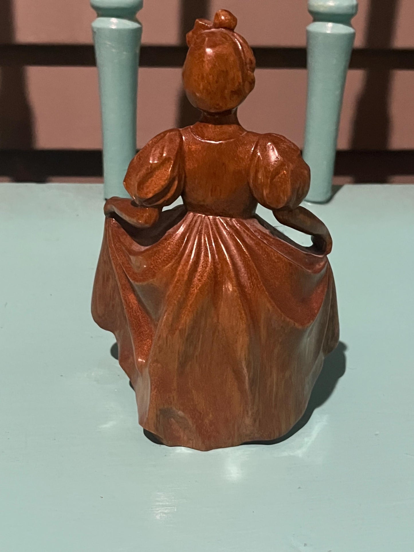 6 inch high signed carved wooden statue of a lady belle wonderful detail super price