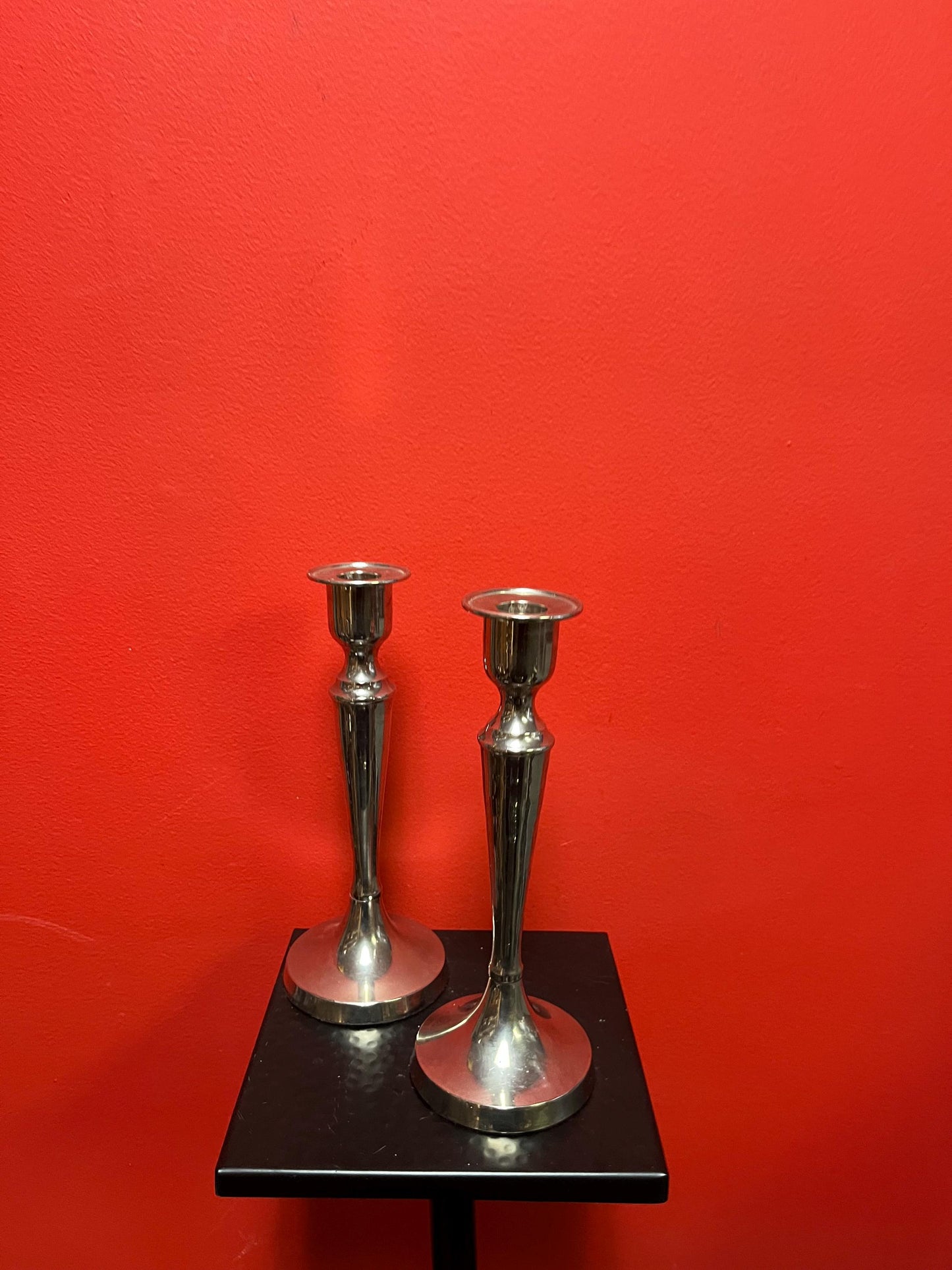 Pair of lovely English silver plated candlesticks in great condition and ready to gift or use 9 inches tall