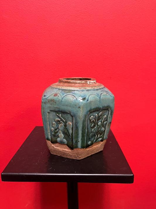 Super old 5 1/2 inch tall Chinese ginger jar in good condition  really wonderful example