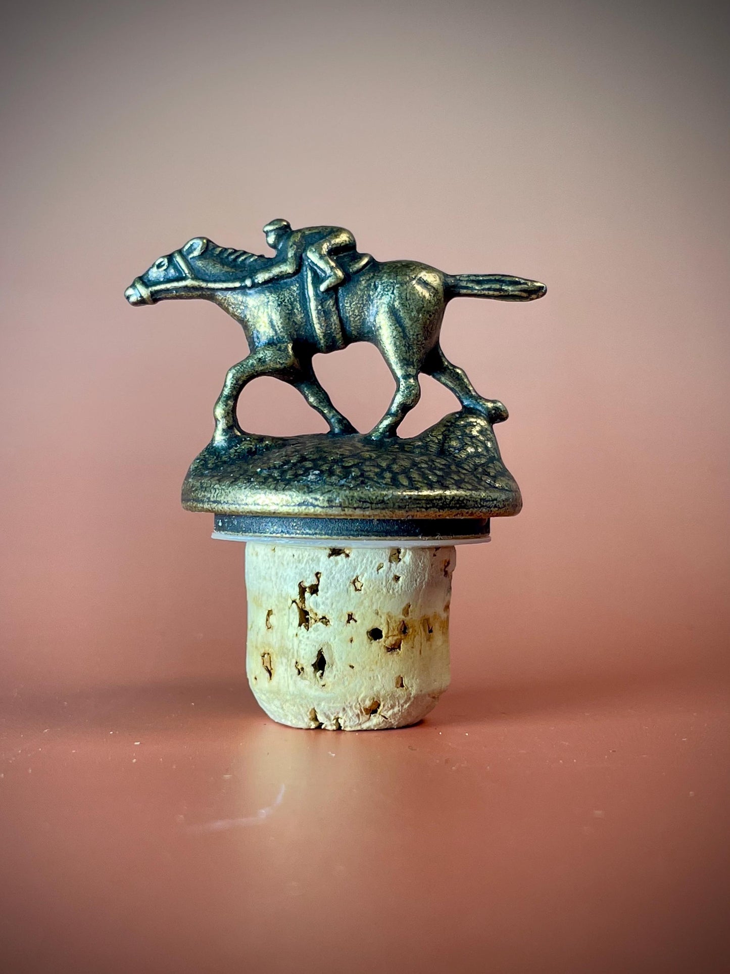 5 inch Brass Horse Racer bottle stopper cork