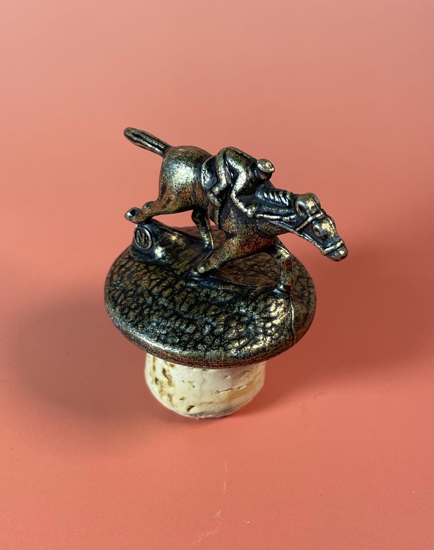 5 inch Brass Horse Racer bottle stopper cork