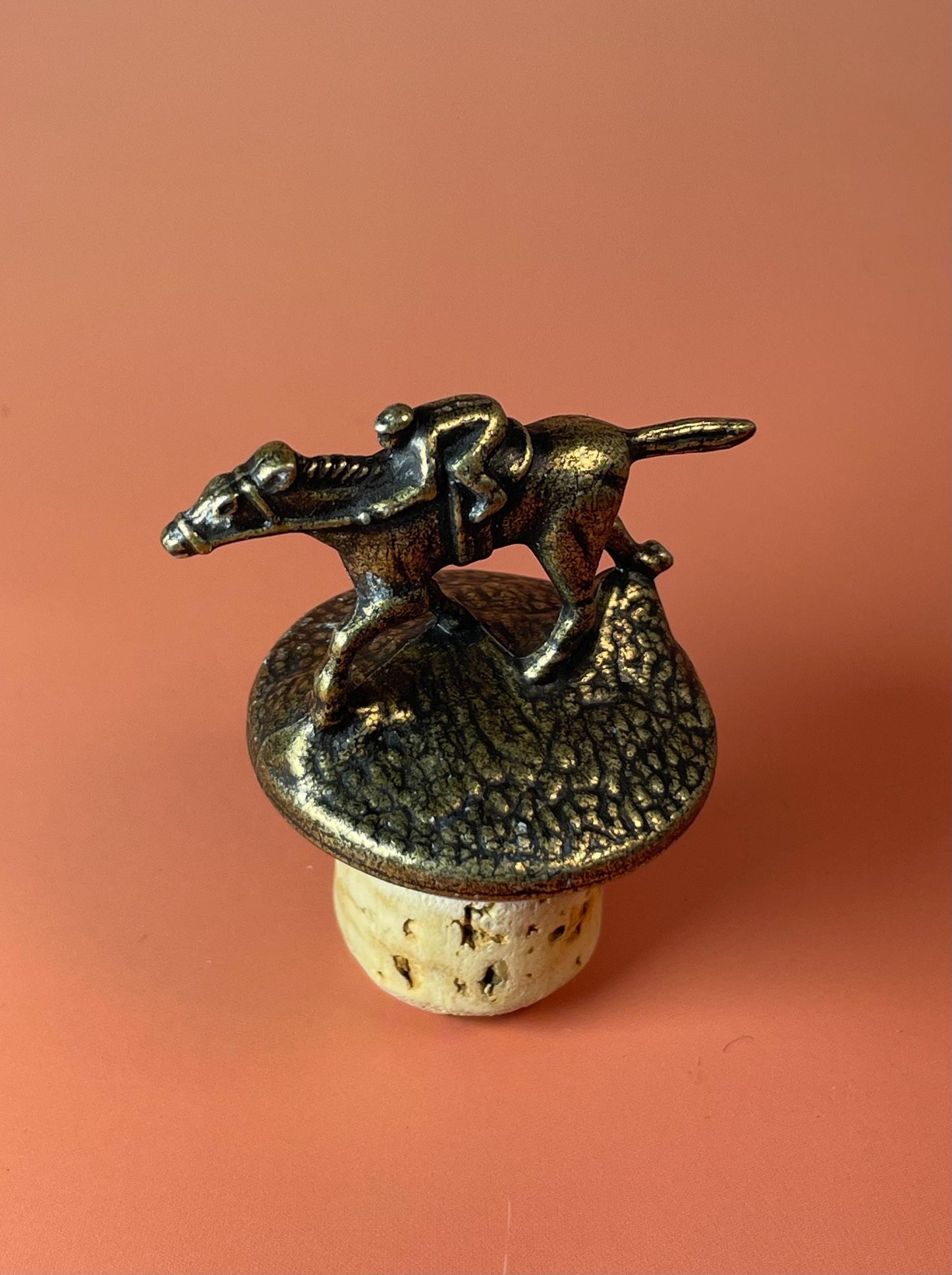 5 inch Brass Horse Racer bottle stopper cork