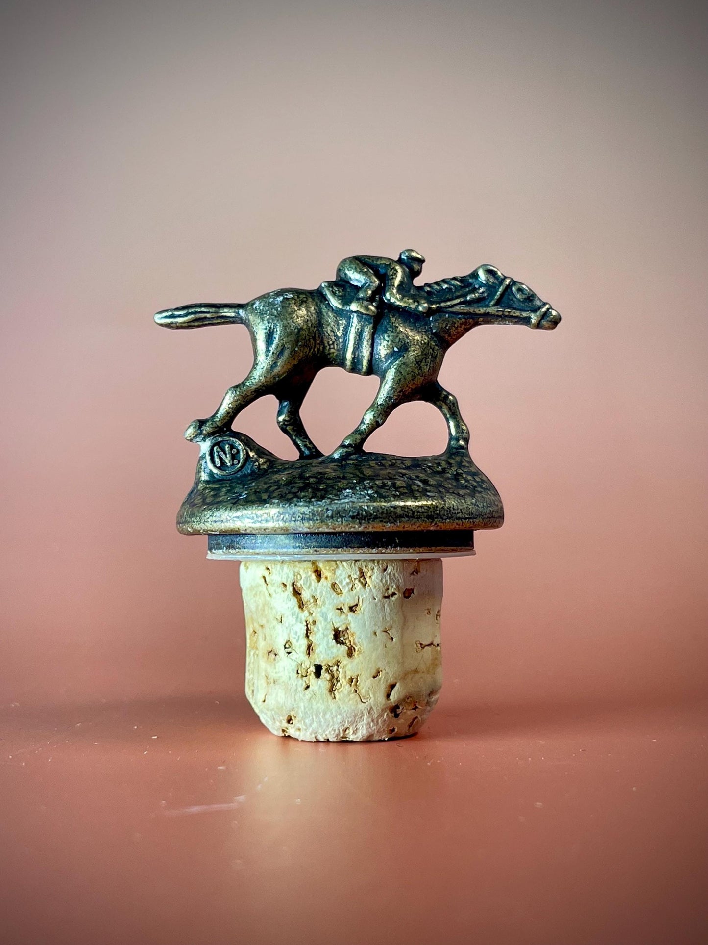 5 inch Brass Horse Racer bottle stopper cork