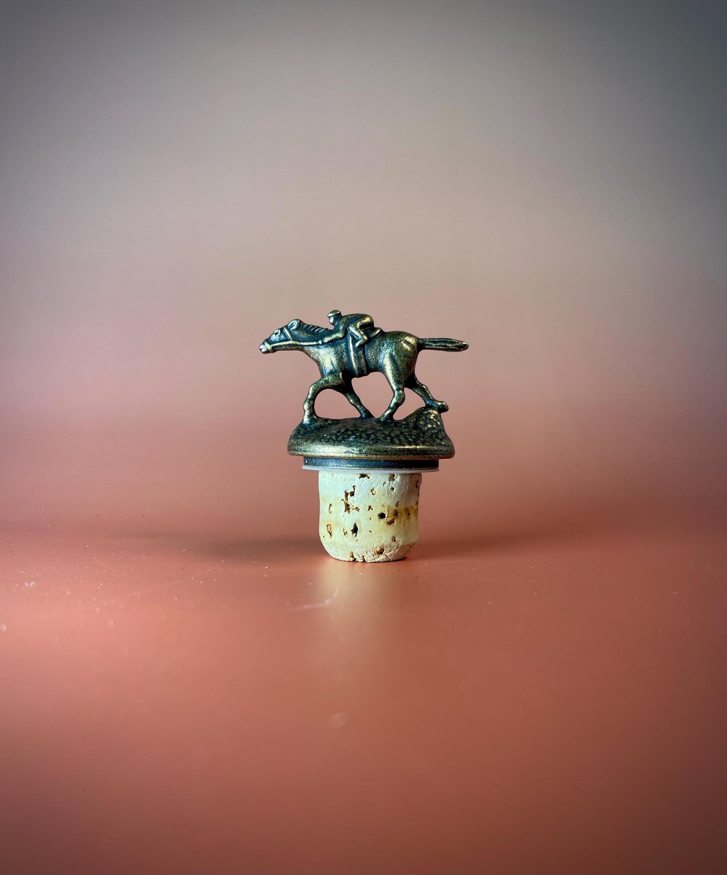 5 inch Brass Horse Racer bottle stopper cork