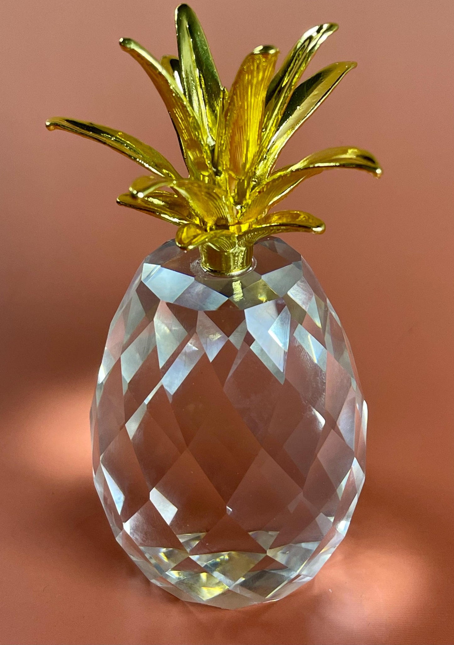 Lovely Crystal and Brass Pineapple 4.5 inches tall