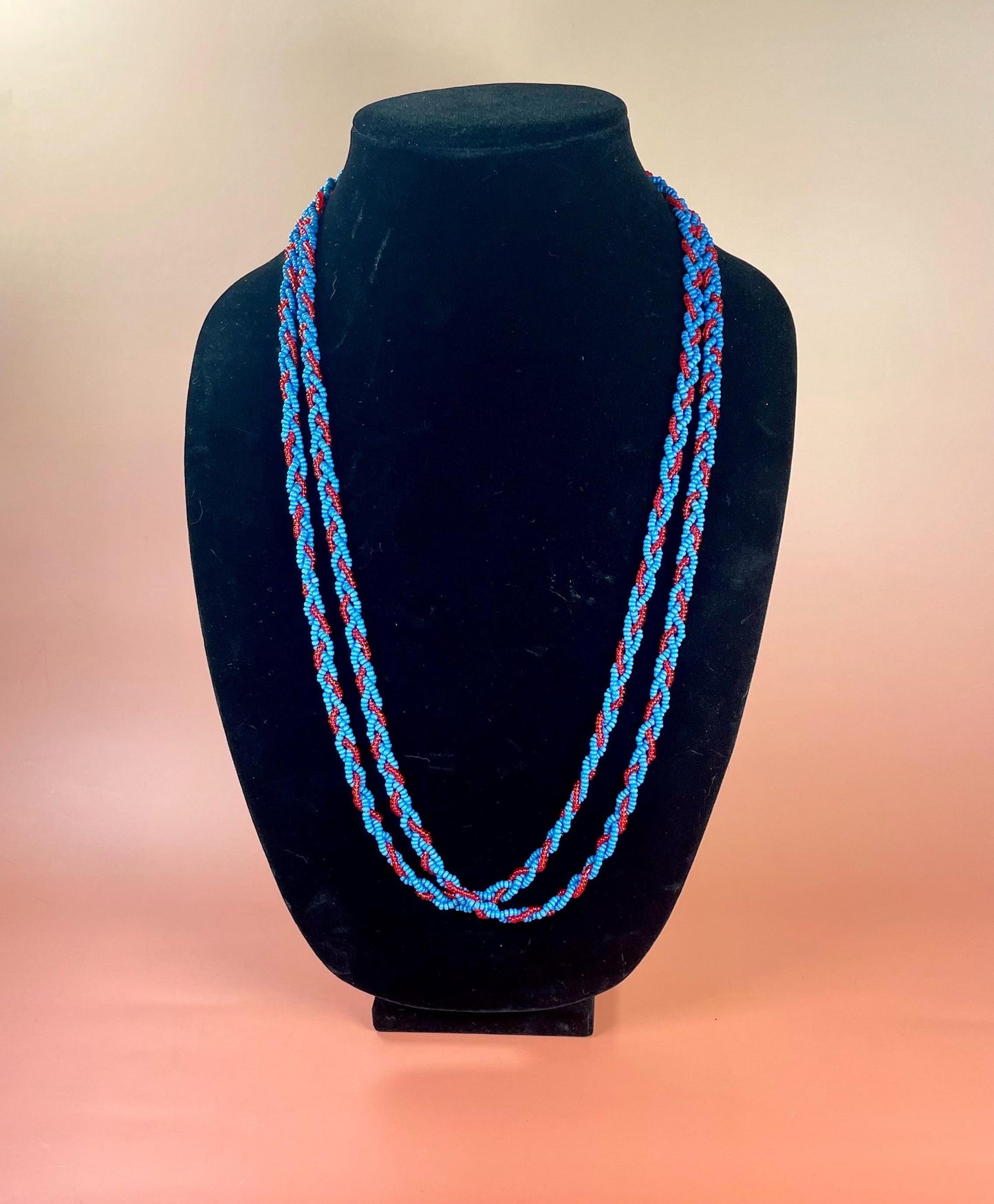 Native Long Bead and Leather Necklace
