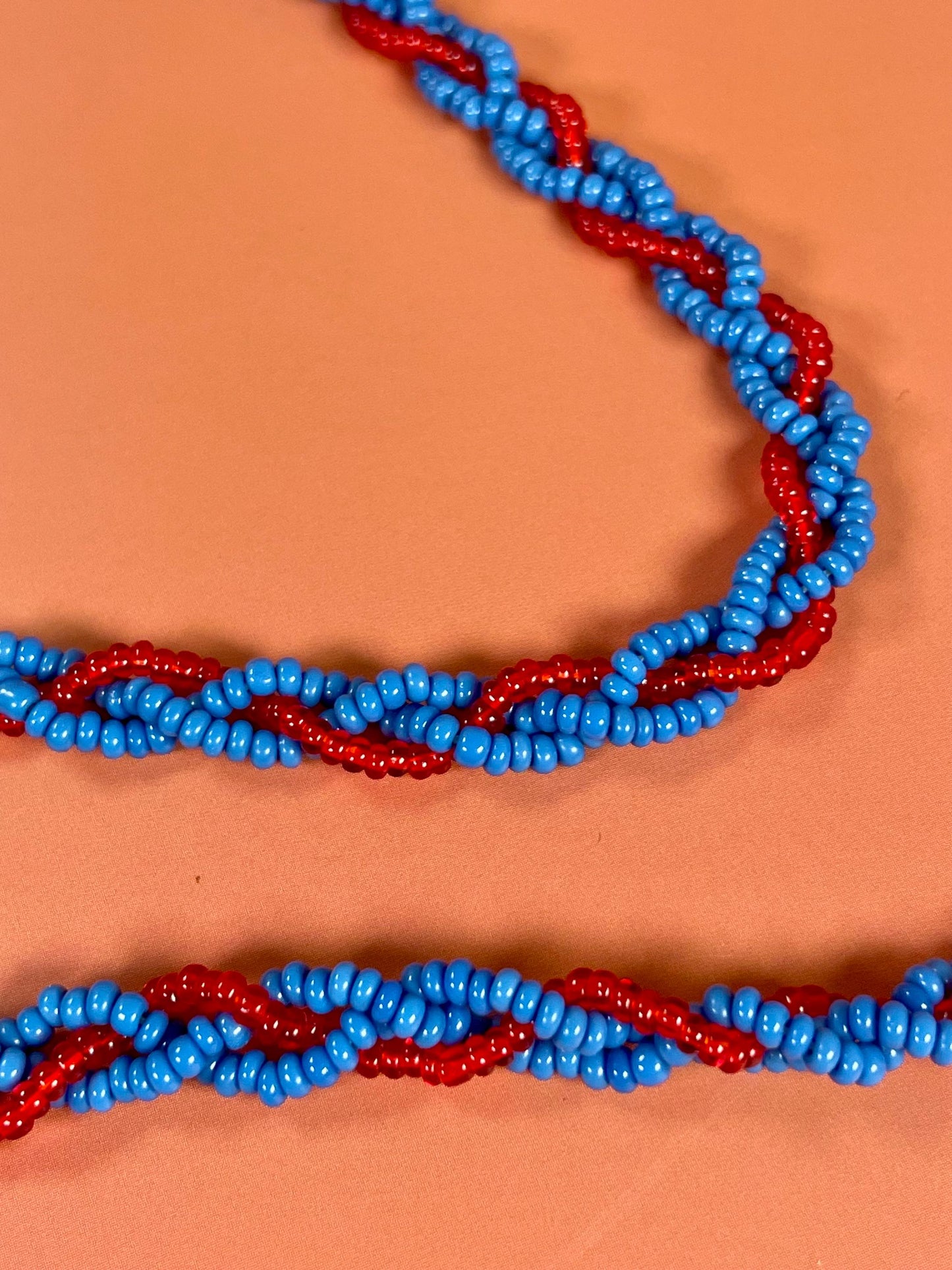 Native Long Bead and Leather Necklace
